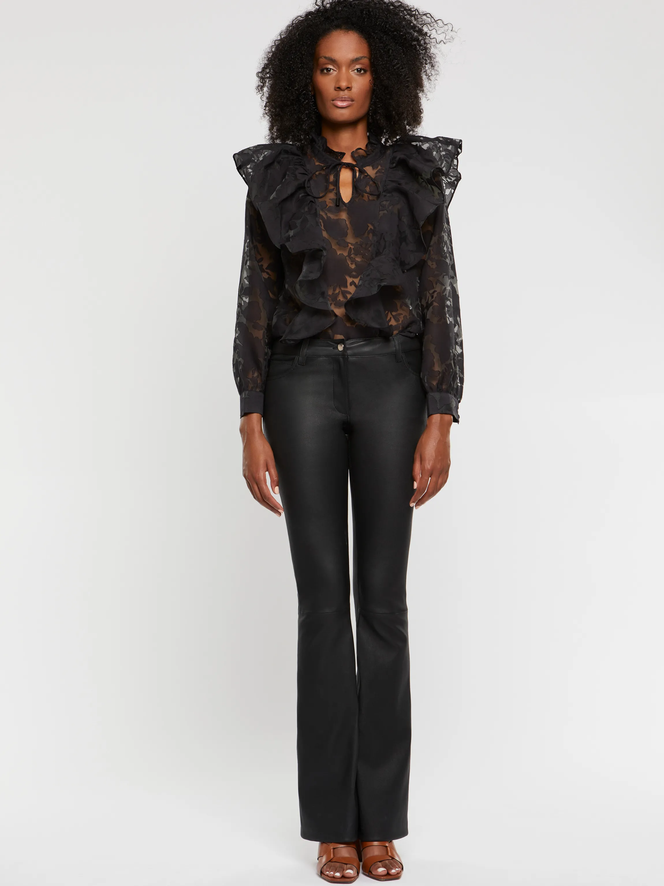 New Blouse A Volants En Organza Femme Tops