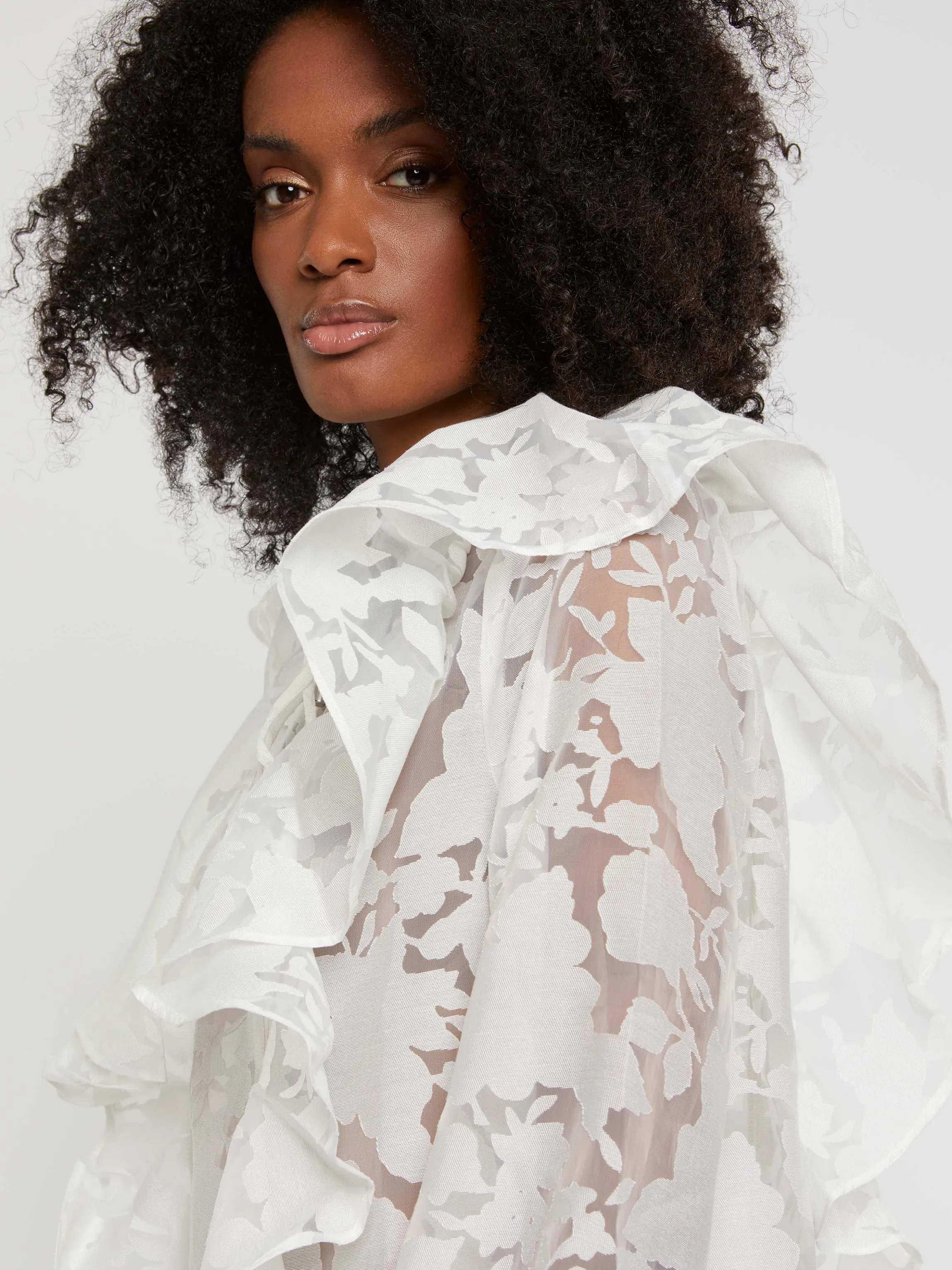 Clearance Blouse A Volants En Organza Femme Tops