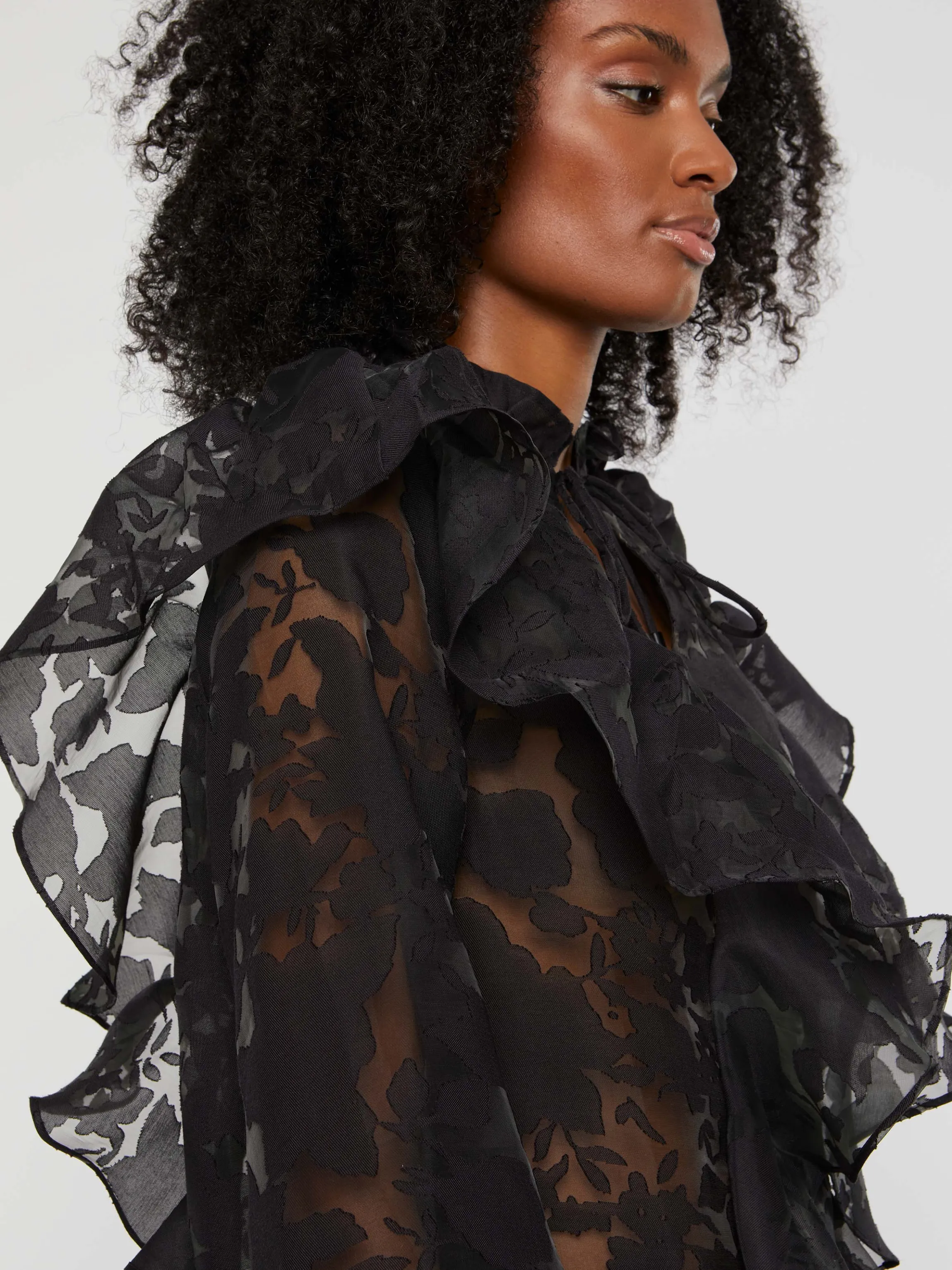 New Blouse A Volants En Organza Femme Tops