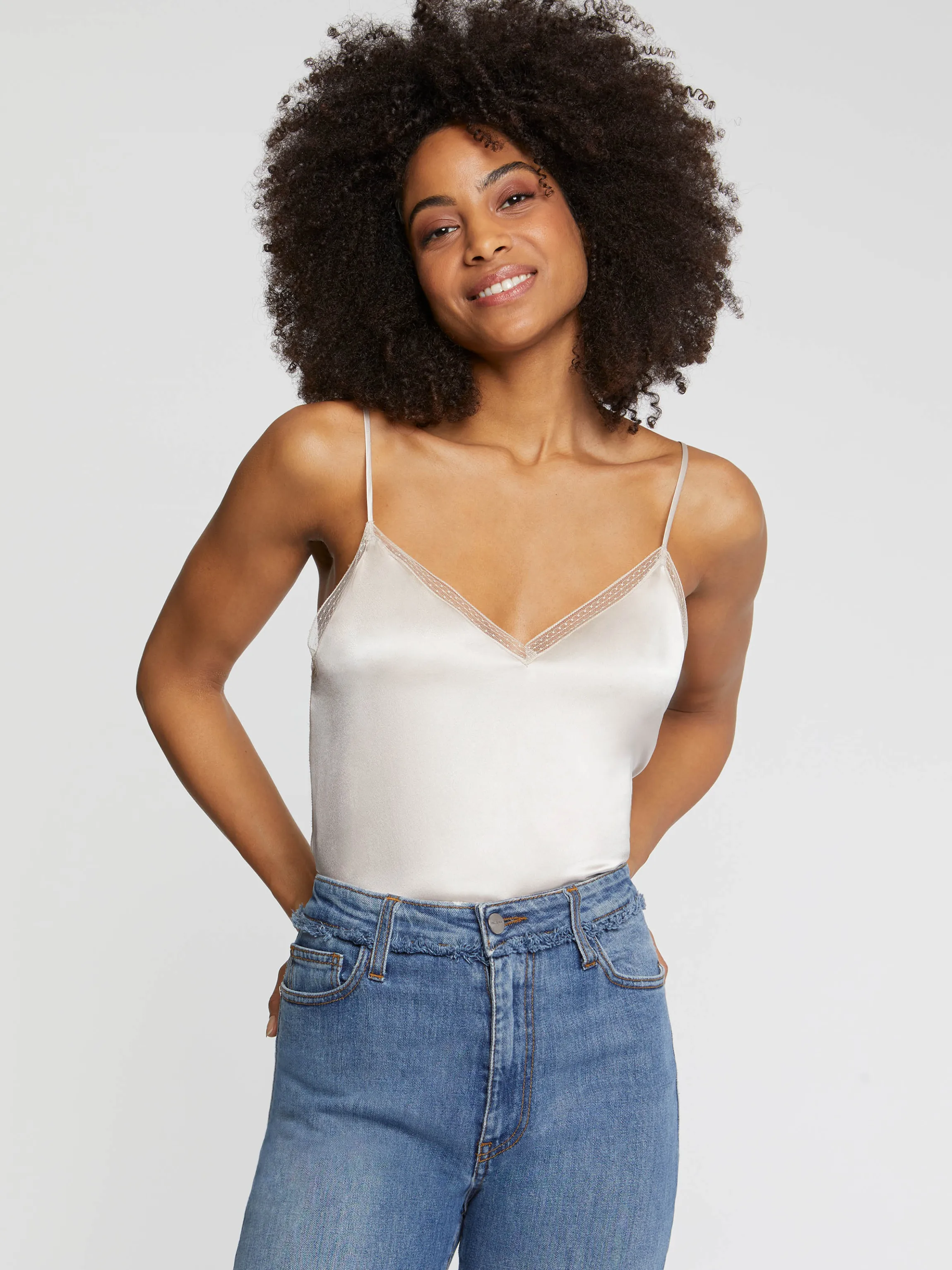 Outlet Caraco En Satin De Soie Et Dentelle Femme Tops