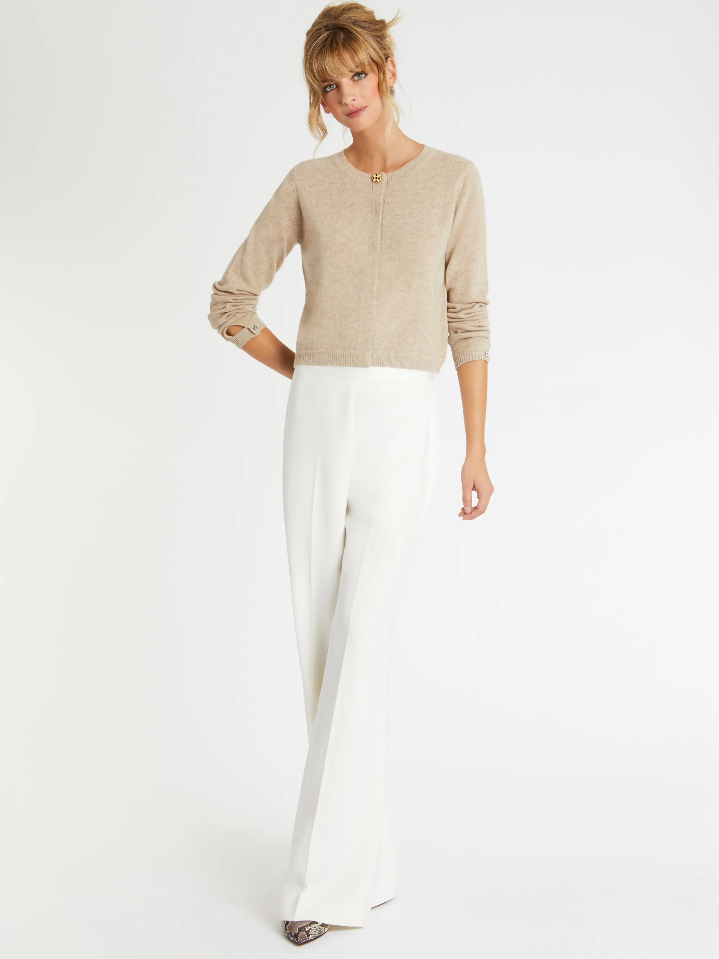 New Cardigan A Bouton Bijou En Cachemire Femme Pulls Et Cardigans