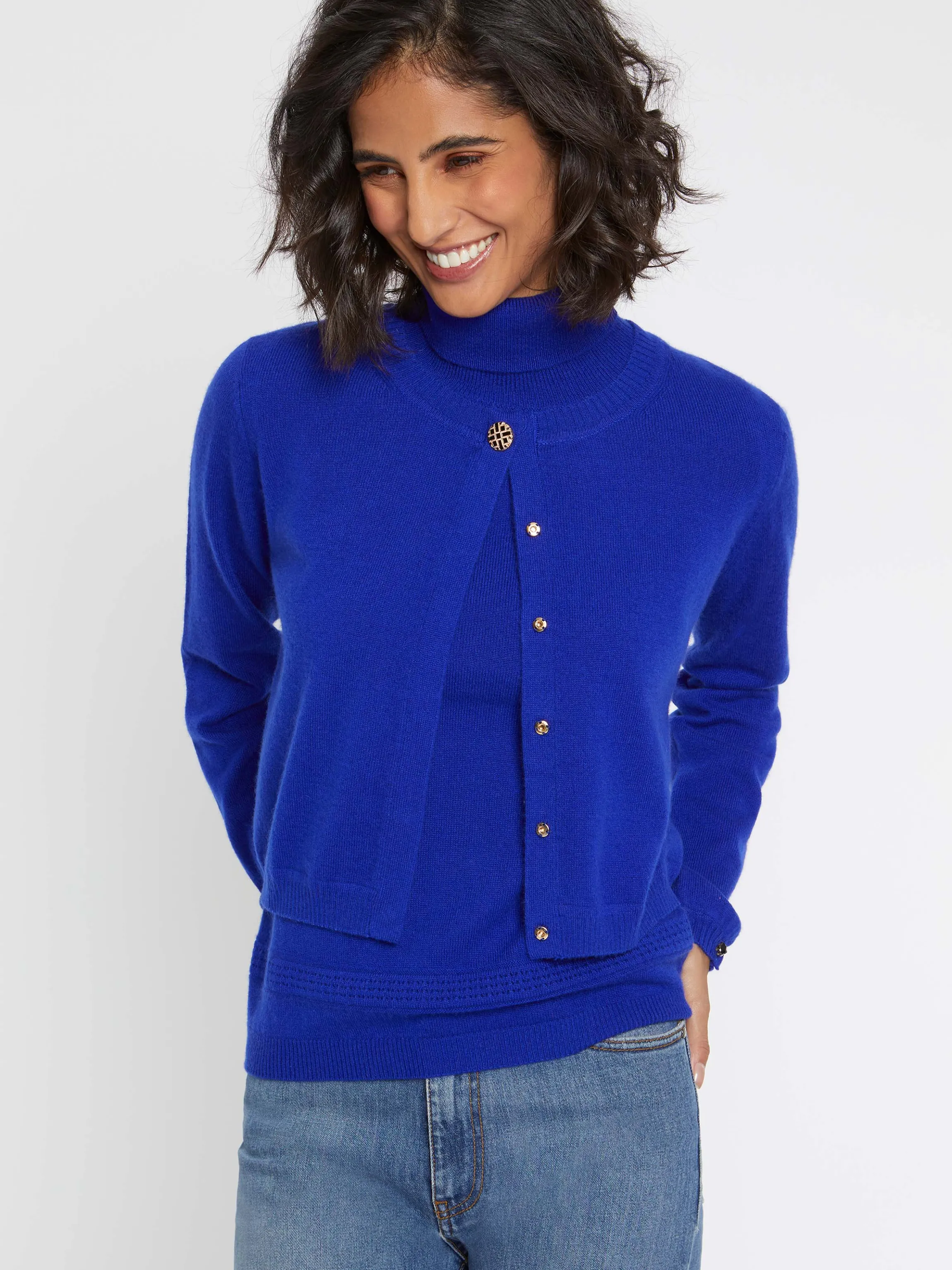 New Cardigan A Bouton Bijou En Cachemire Femme Pulls Et Cardigans