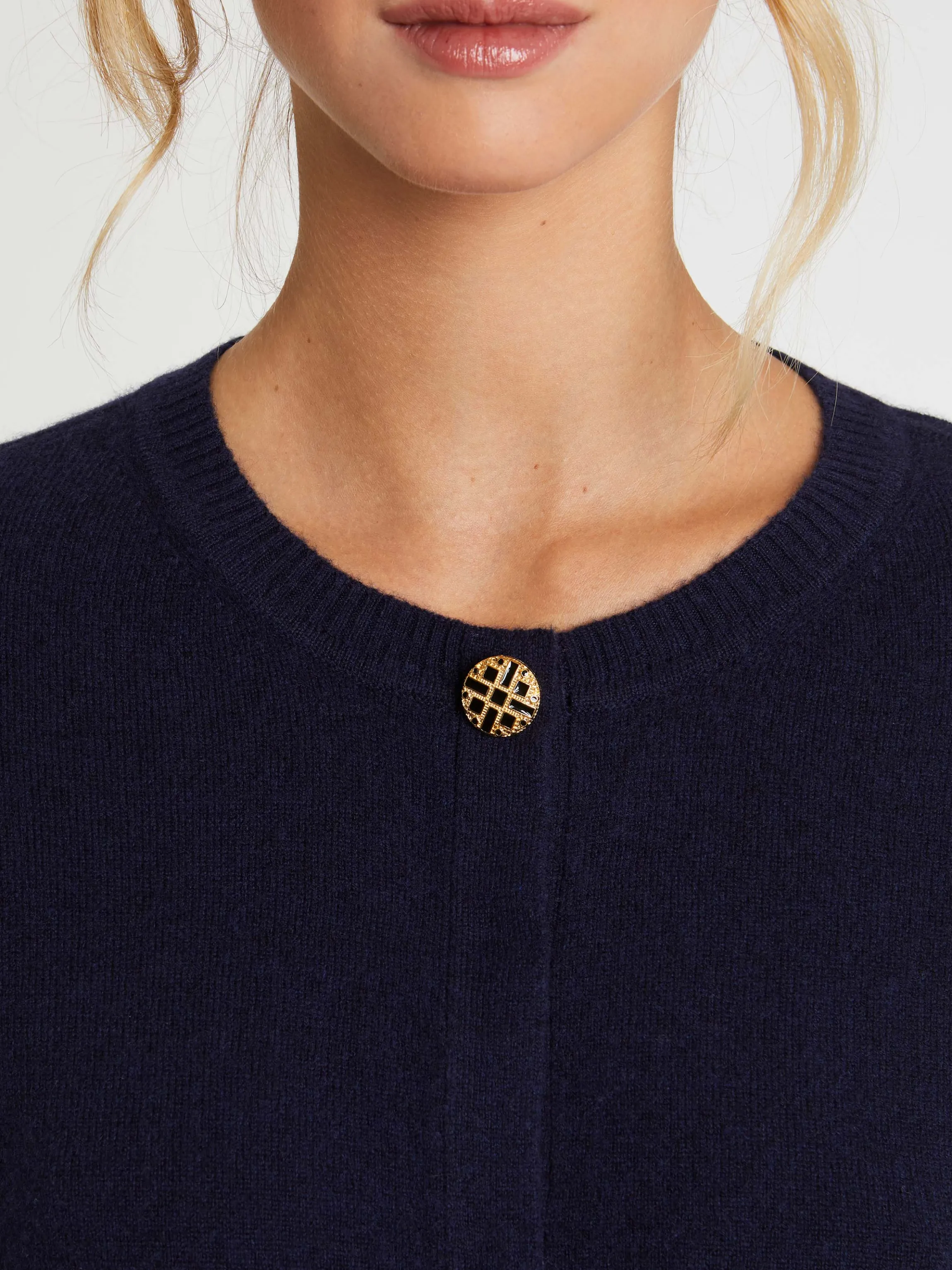 Fashion Cardigan A Bouton Bijou En Cachemire Femme Pulls Et Cardigans