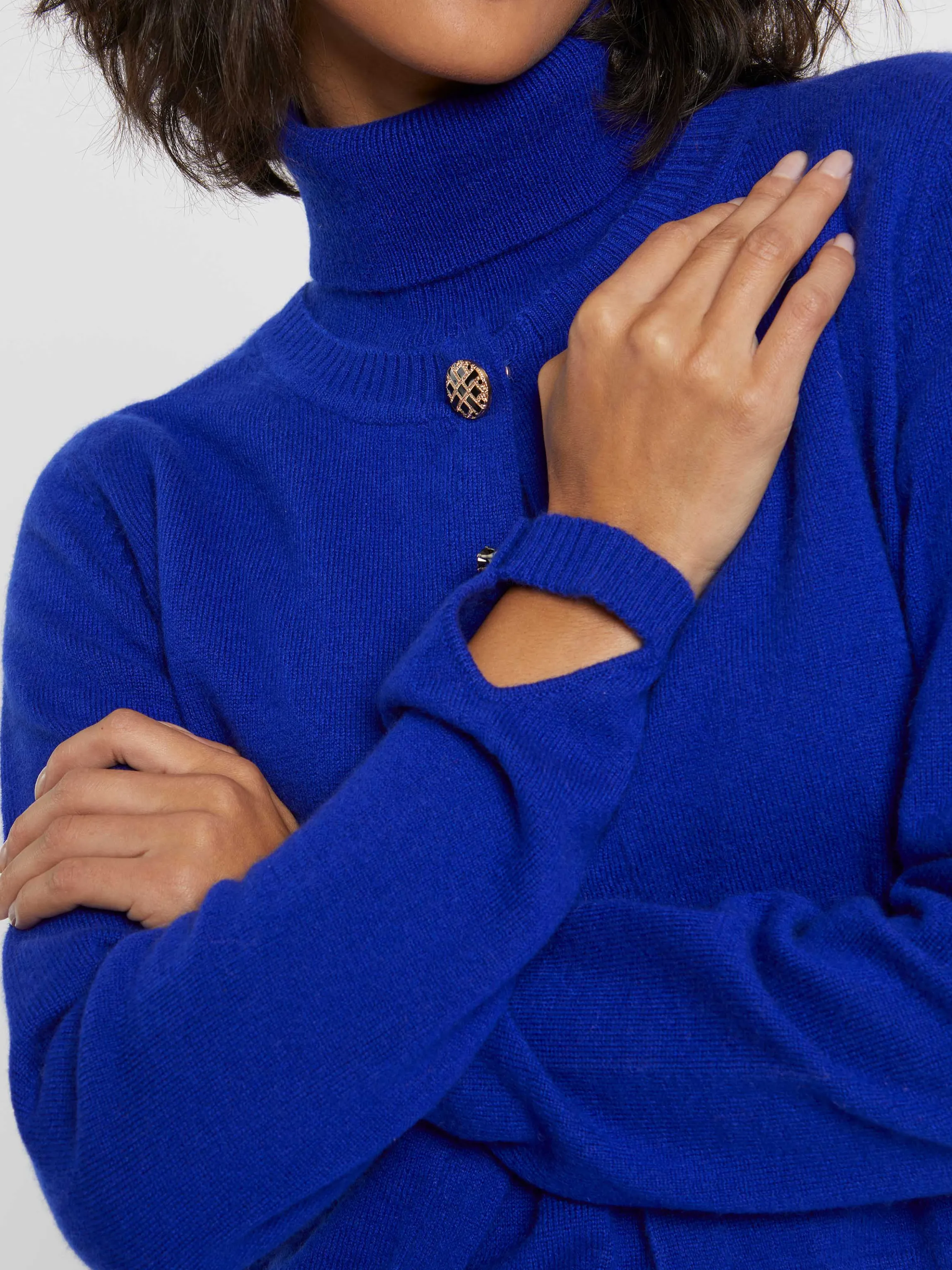 New Cardigan A Bouton Bijou En Cachemire Femme Pulls Et Cardigans