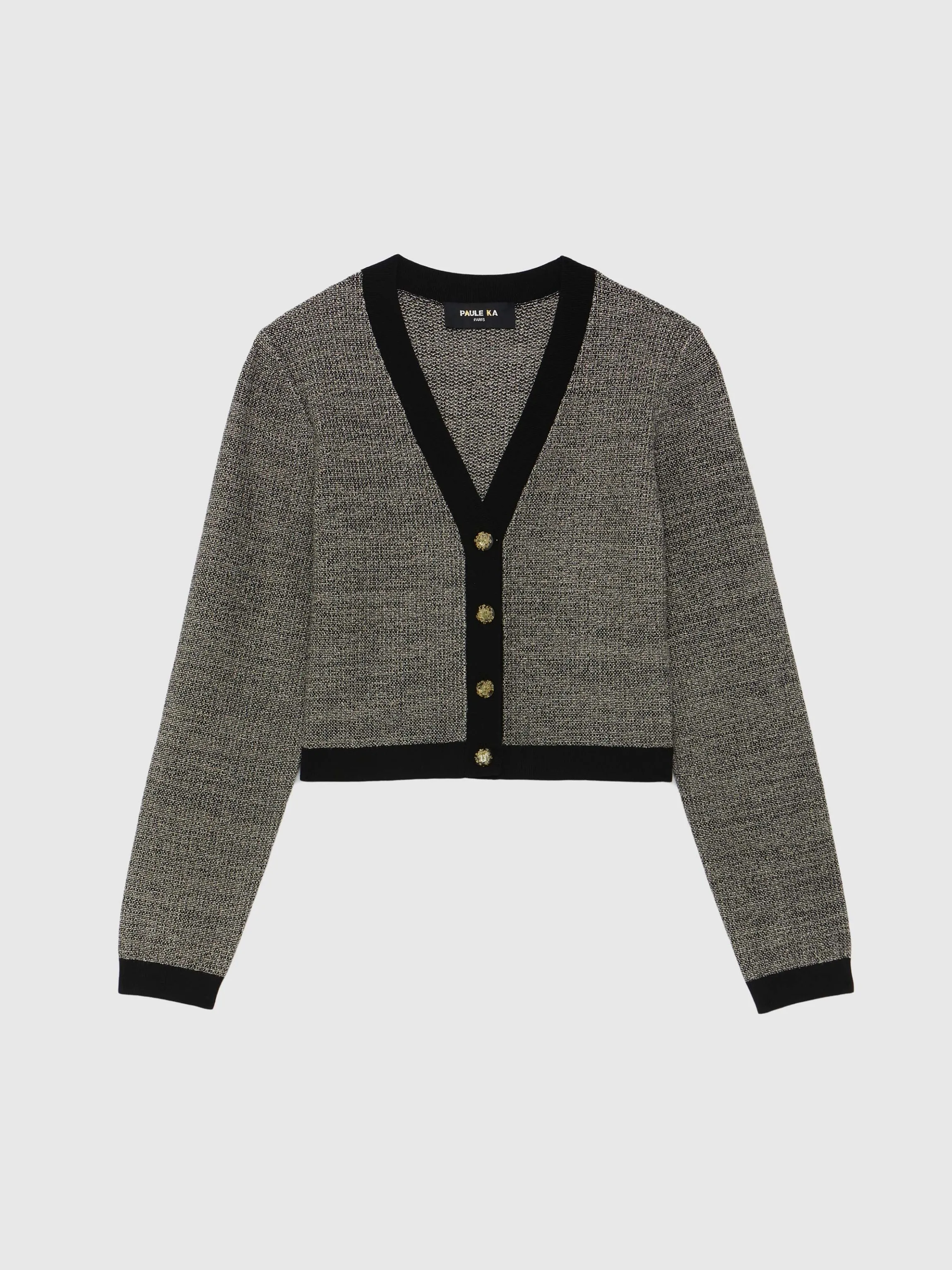 Hot Cardigan A Bouton Bijou En Tweed Femme Pulls Et Cardigans