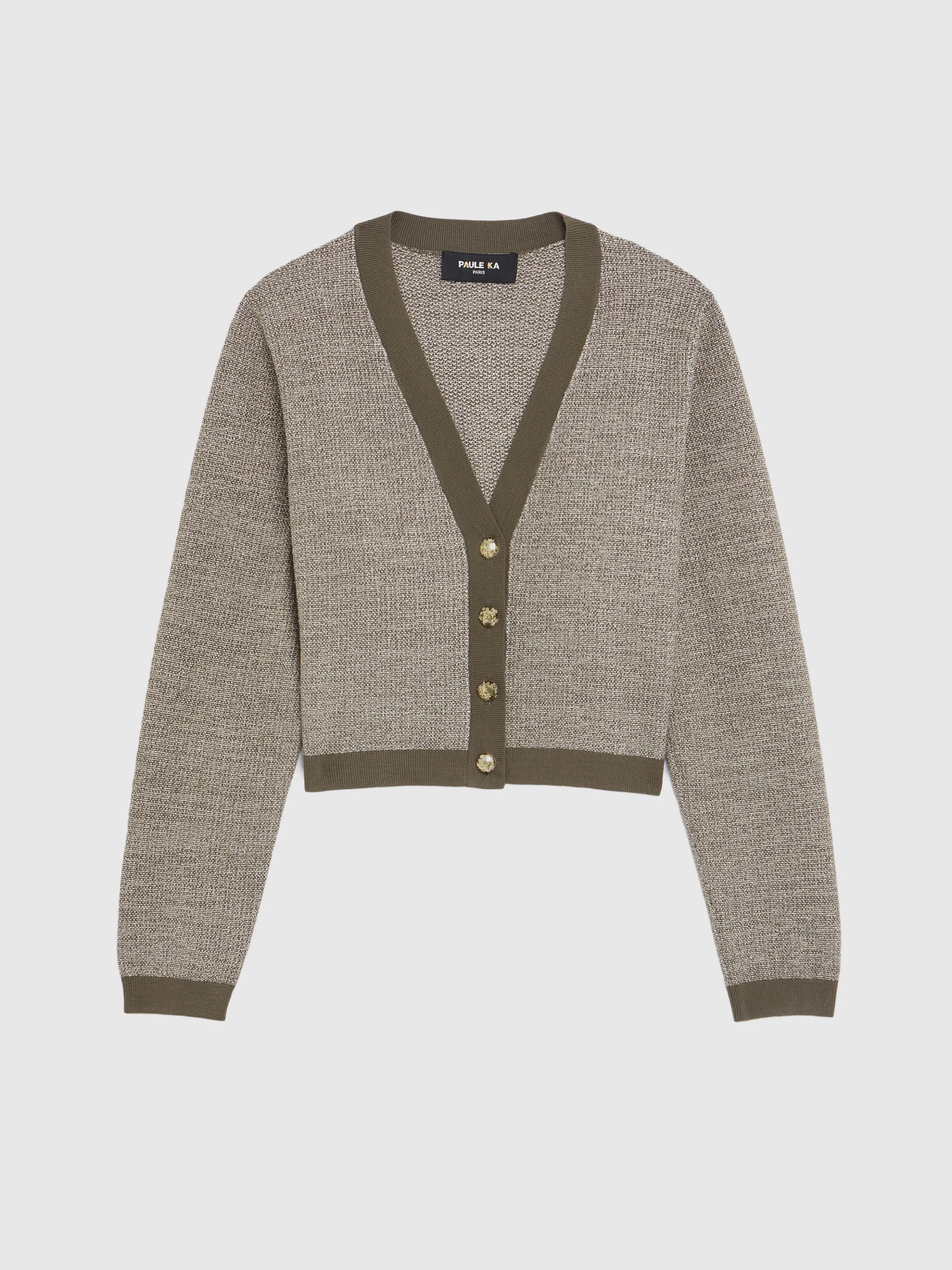 Discount Cardigan A Bouton Bijou En Tweed Femme Pulls Et Cardigans