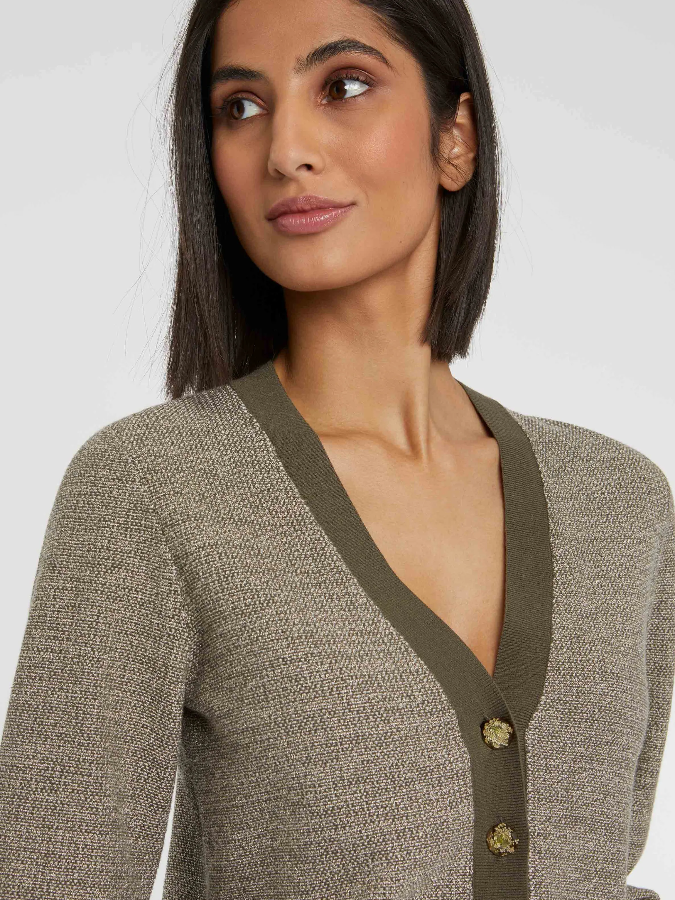 Discount Cardigan A Bouton Bijou En Tweed Femme Pulls Et Cardigans