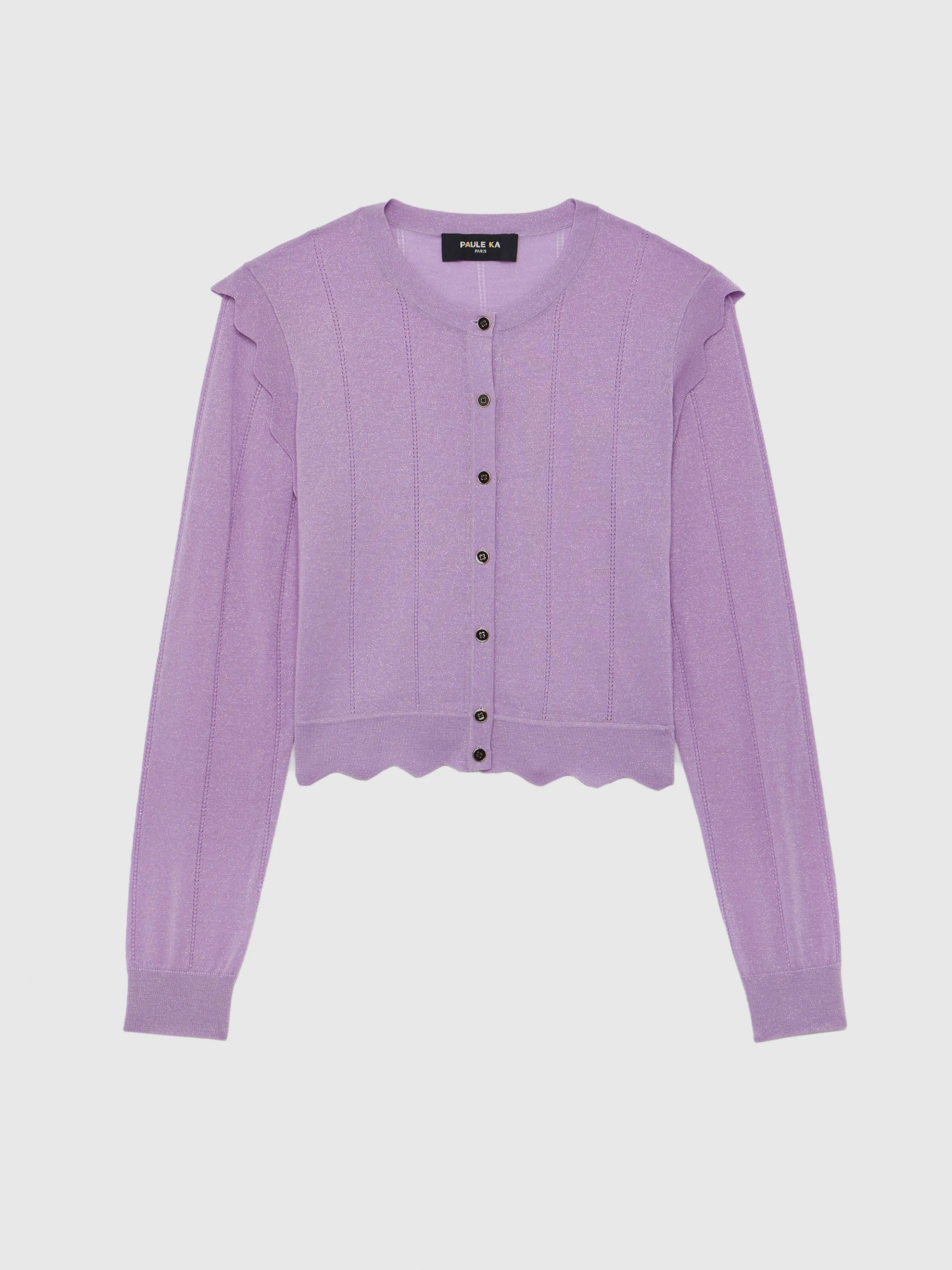 Cheap Cardigan Court A Festons En Laine Et Lurex Femme Pulls Et Cardigans