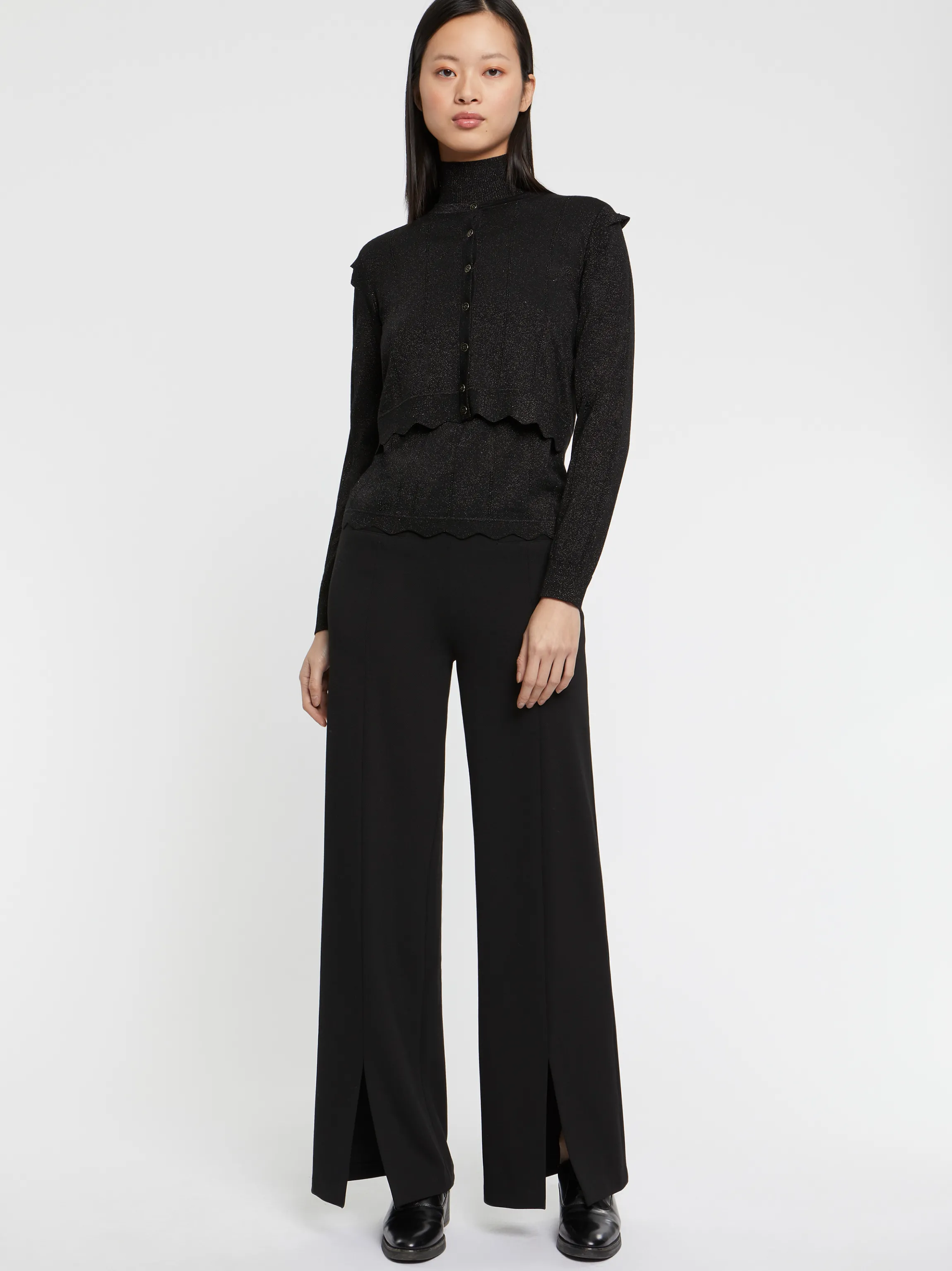 Outlet Cardigan Court A Festons En Laine Et Lurex Femme Pulls Et Cardigans