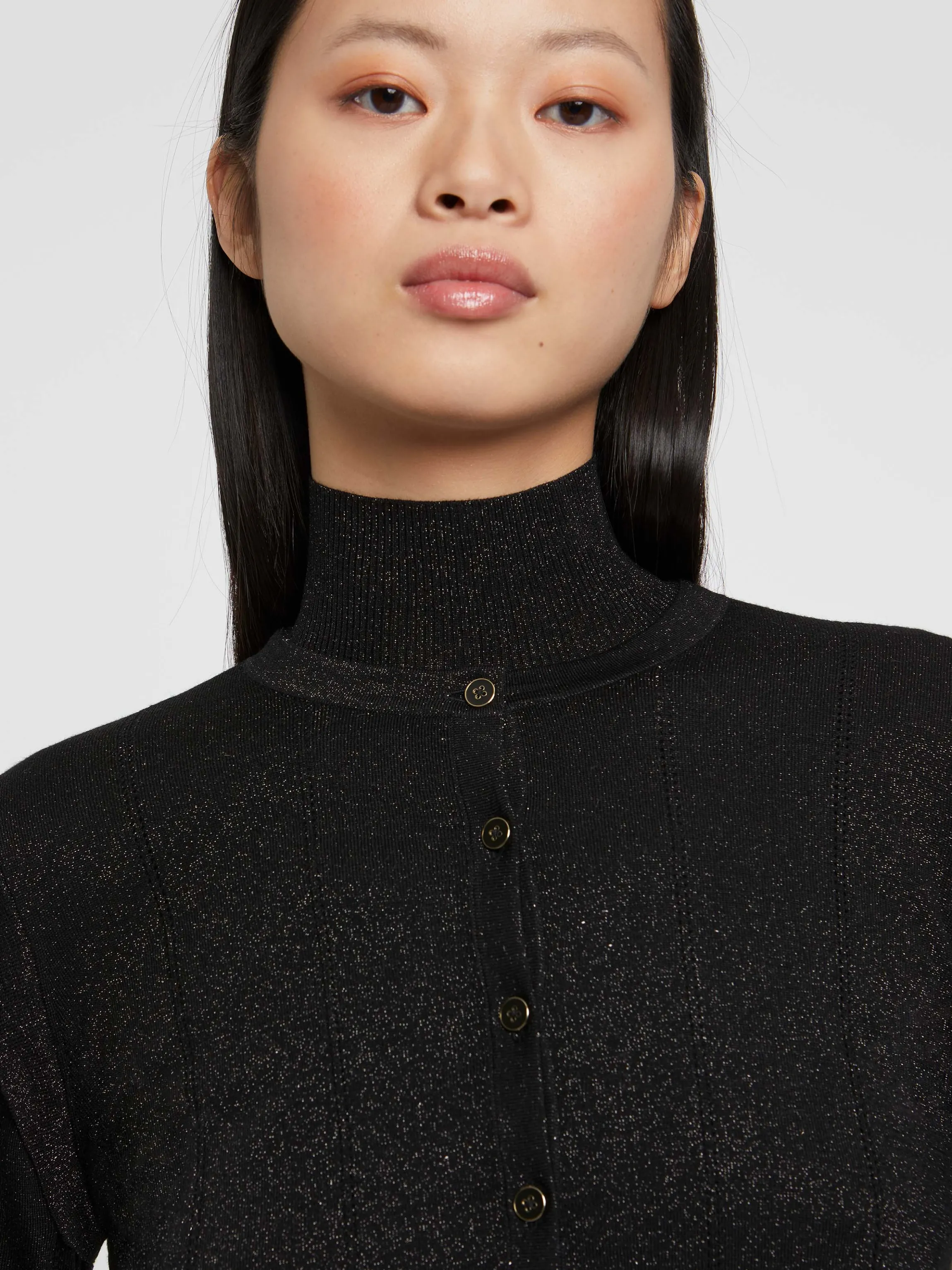 Outlet Cardigan Court A Festons En Laine Et Lurex Femme Pulls Et Cardigans