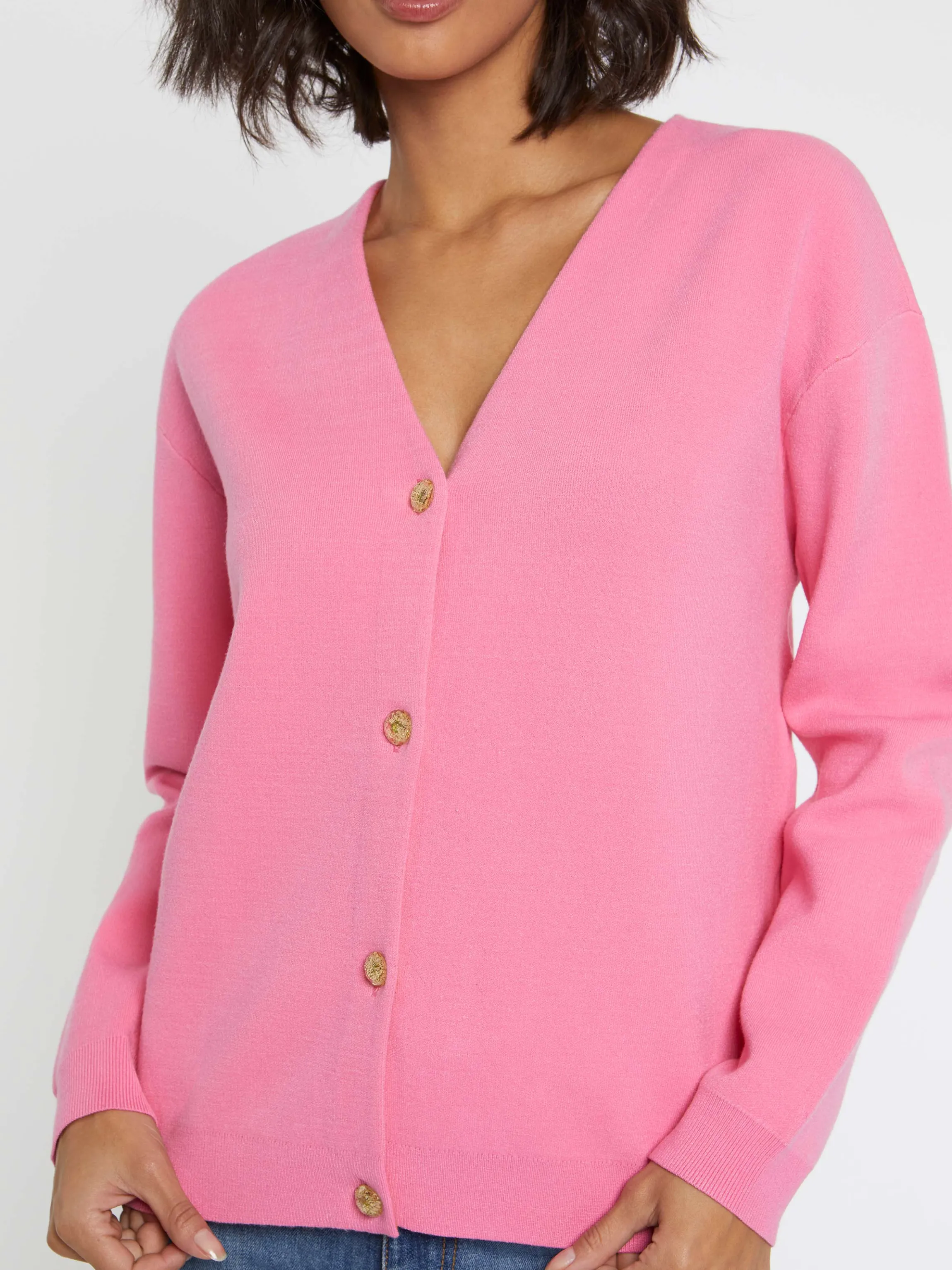 Hot Cardigan Double Face A Boutons Bijou Femme Pulls Et Cardigans