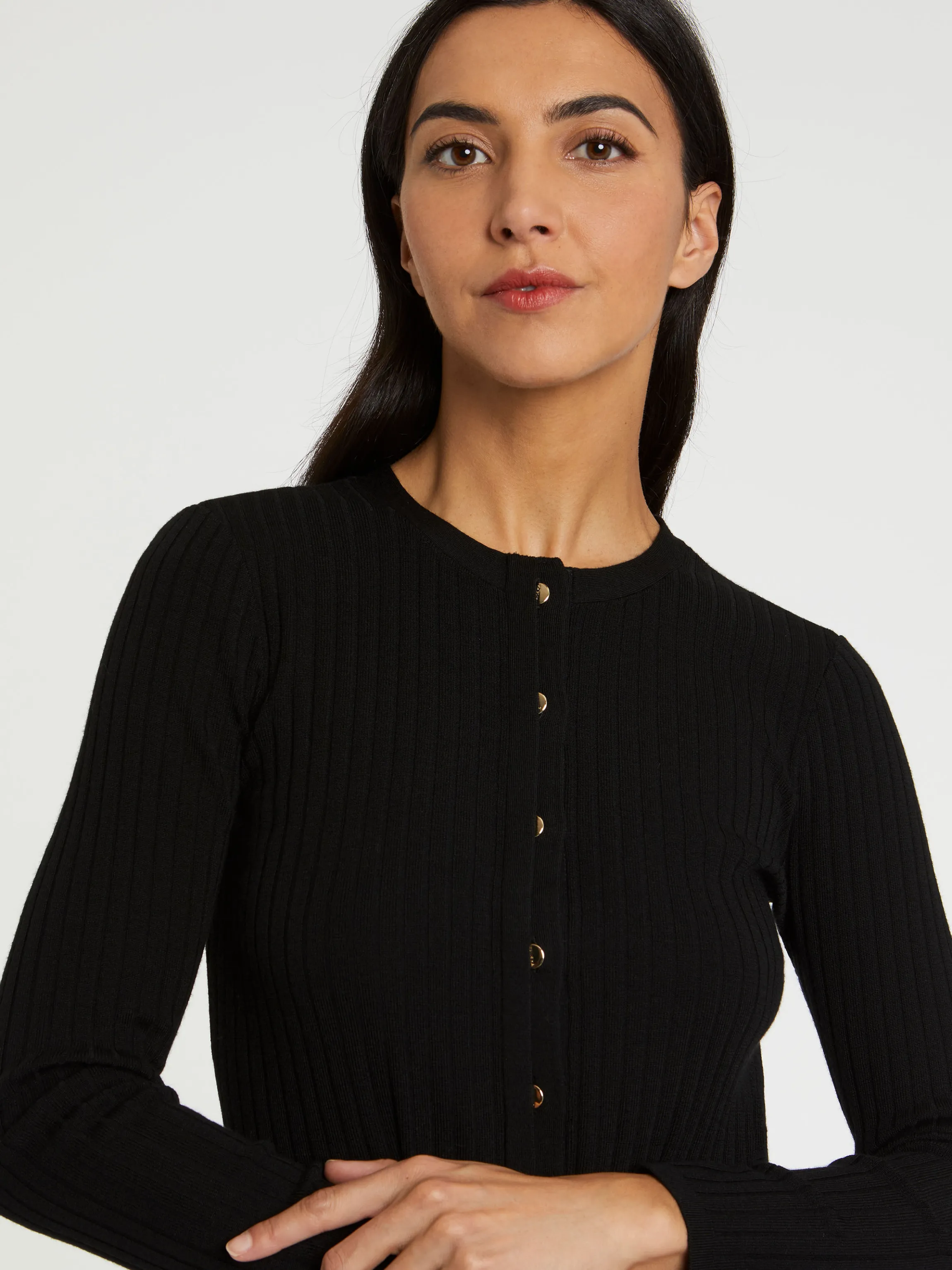 Flash Sale Cardigan En Laine En Maille Cotelee Femme Pulls Et Cardigans