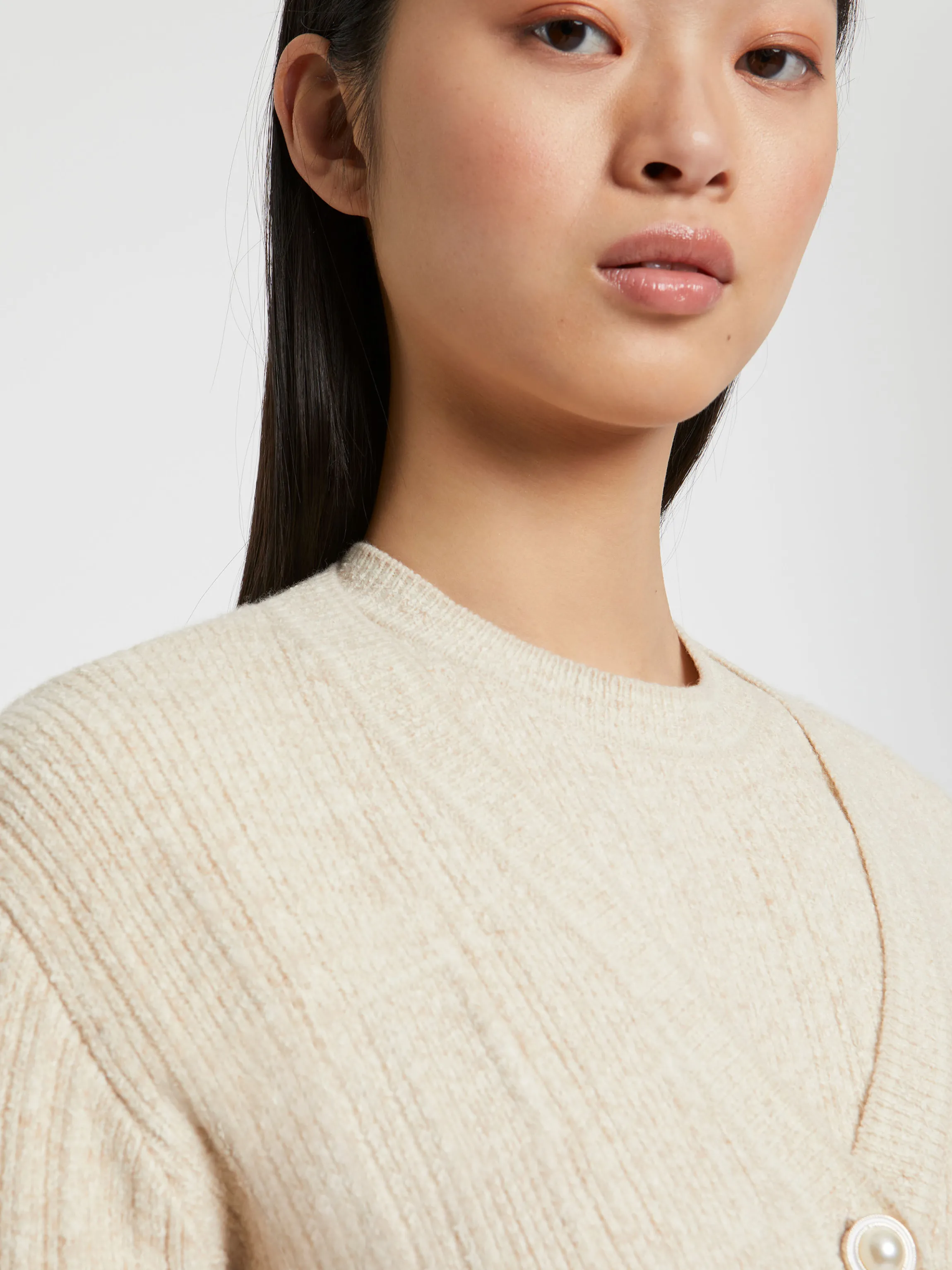 Best Cardigan En Maille Moulinee, Boutons Perle Femme Pulls Et Cardigans