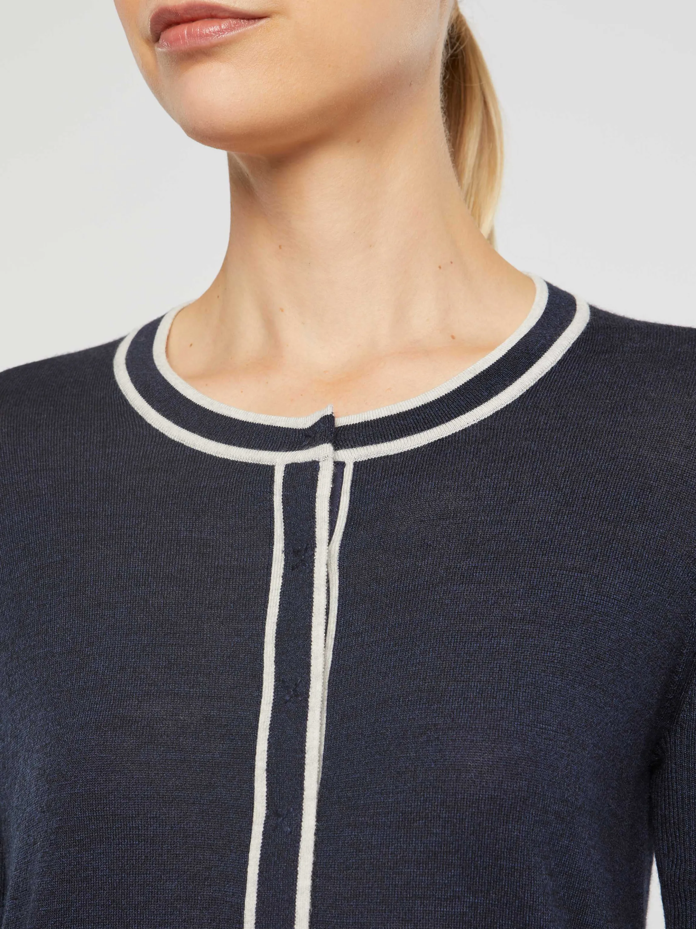 Best Cardigan Passepoile En Laine Merinos Femme Pulls Et Cardigans