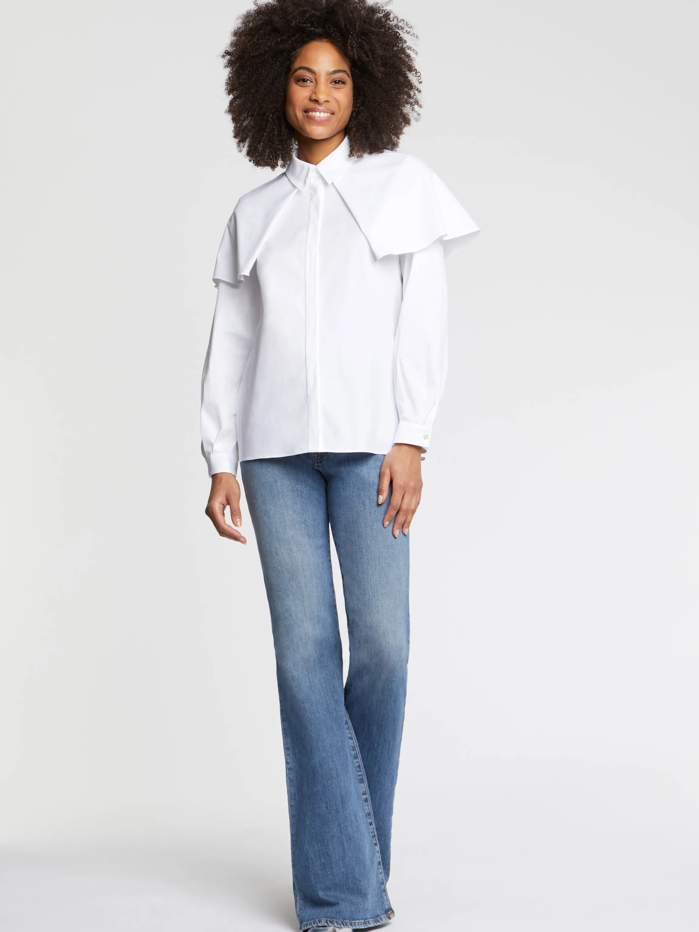 Sale Chemise A Bavolets En Popeline De Coton Femme Tops
