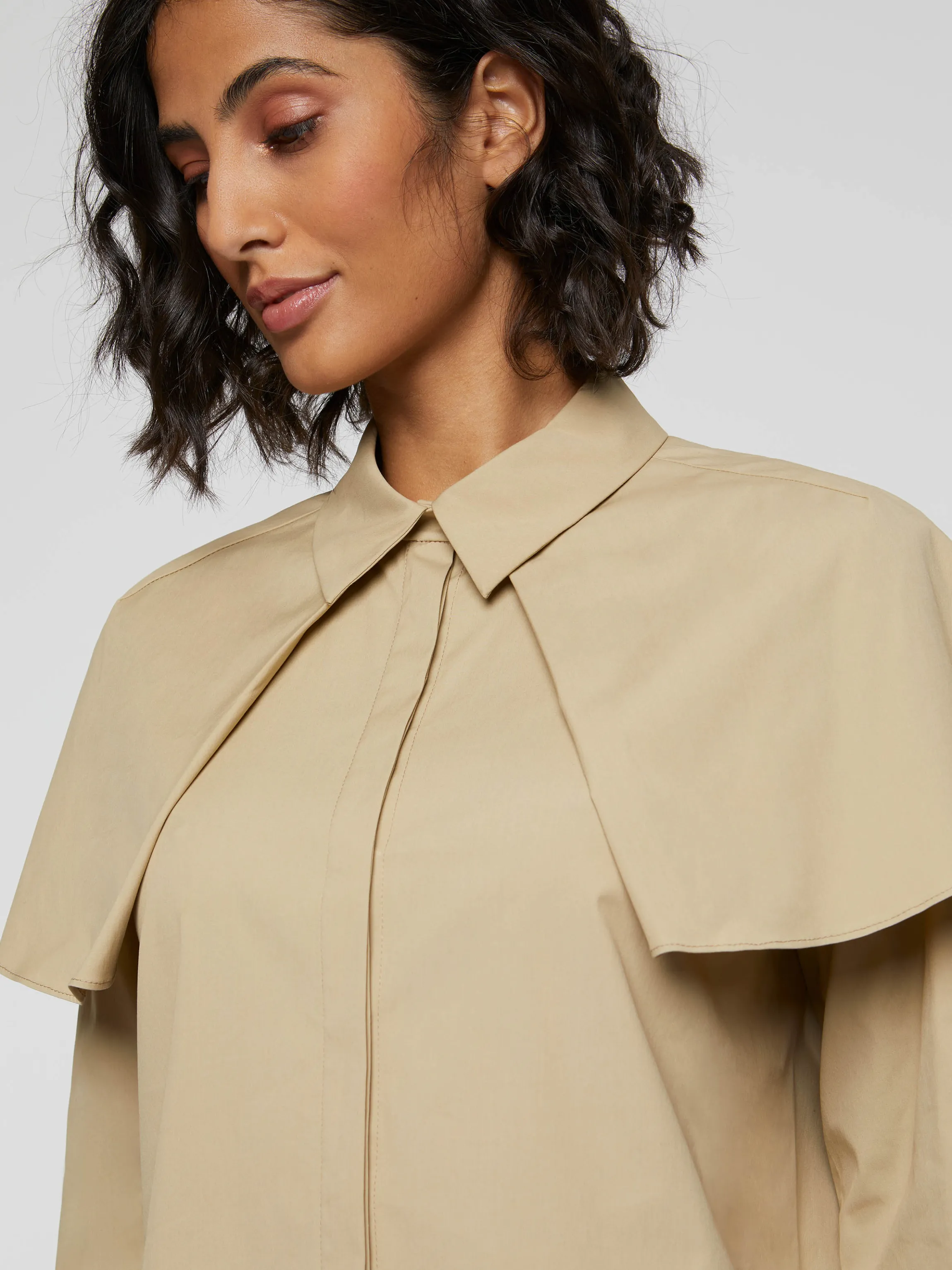 Clearance Chemise A Bavolets En Popeline De Coton Femme Tops