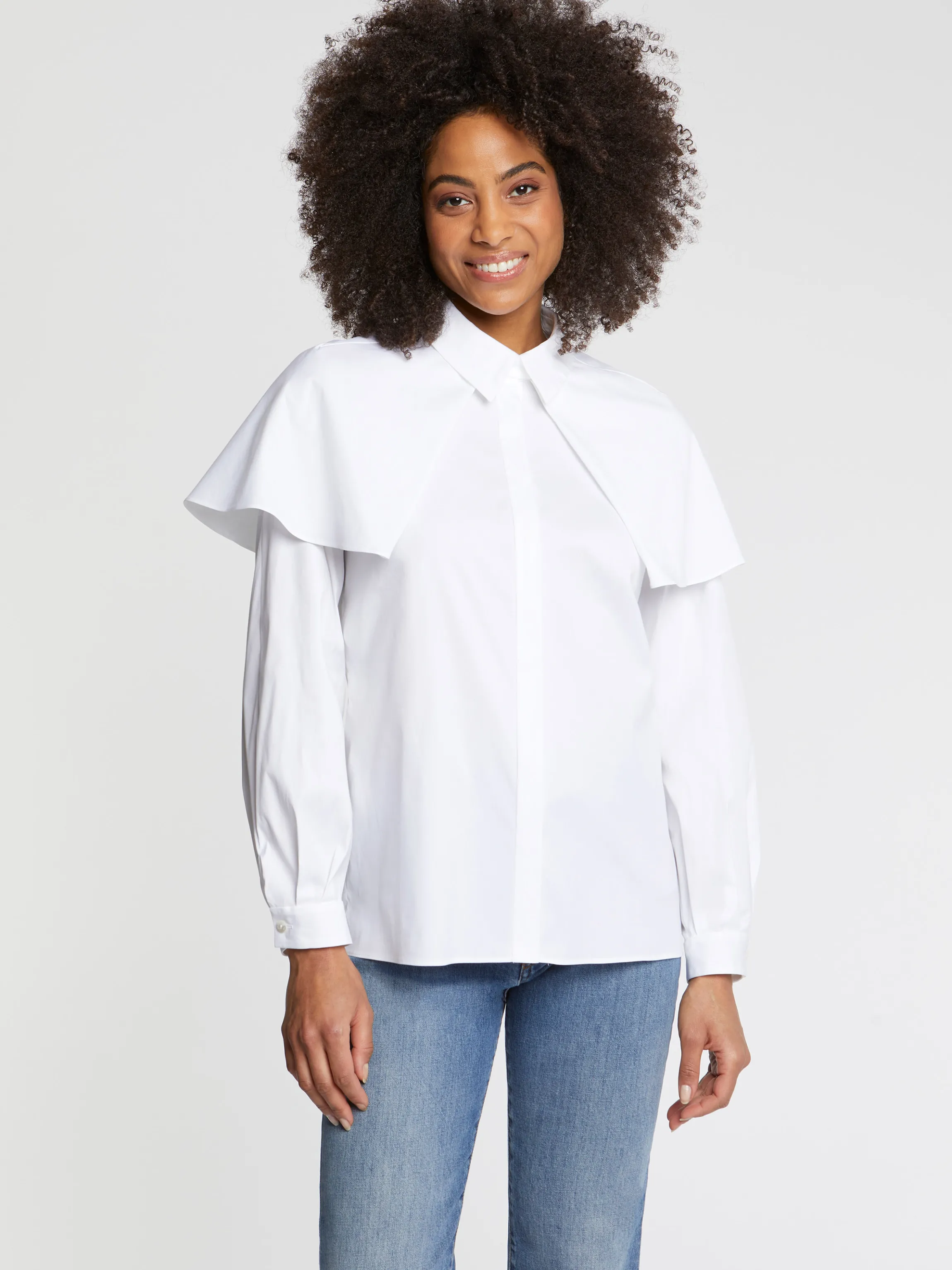 chemise_a_bavolets_en_popeline_de_coton_2-1.webp Sale Chemise A Bavolets En Popeline De Coton Femme Tops