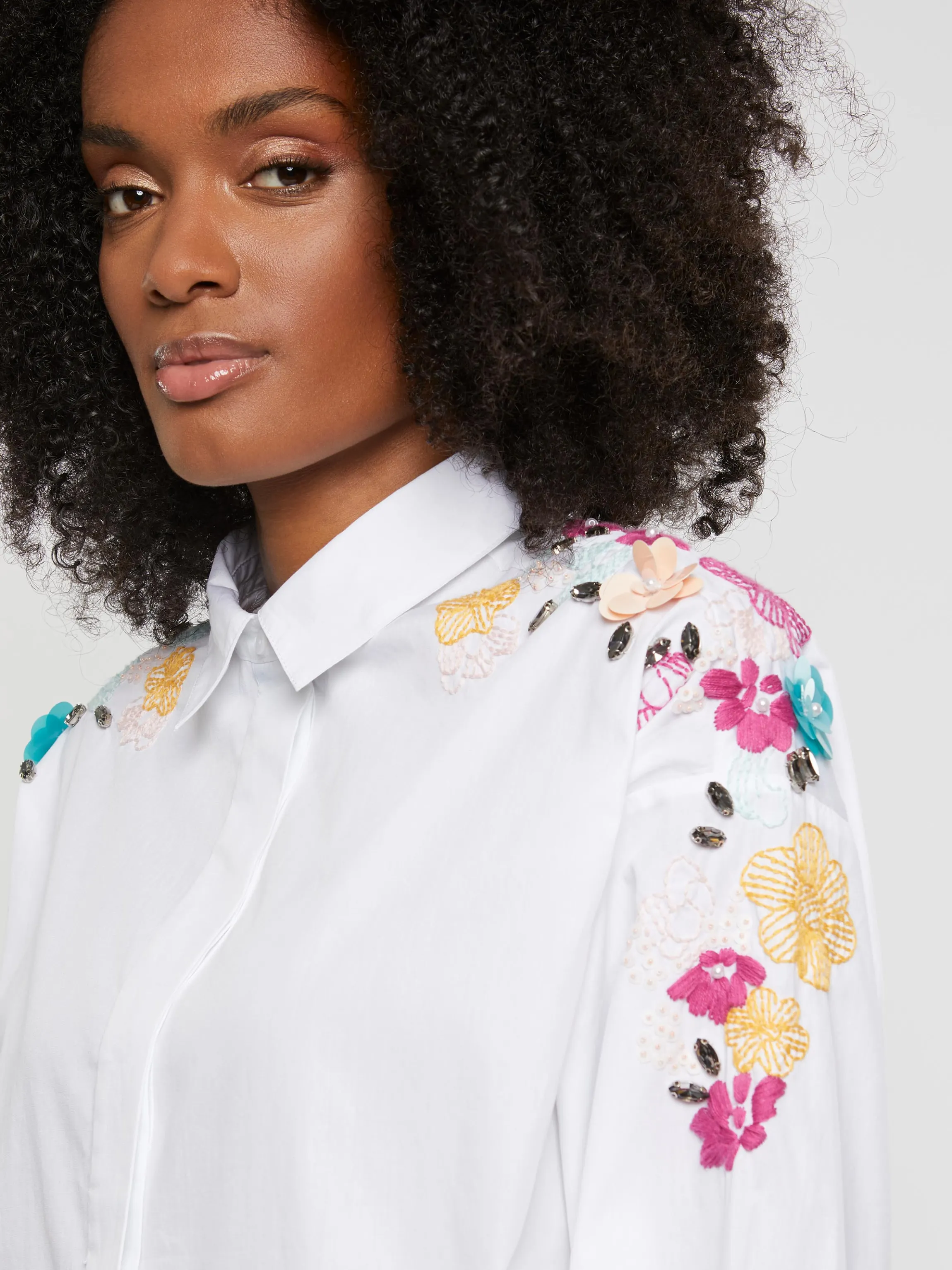 Hot Chemise Brodee En Popeline De Coton Femme Tops