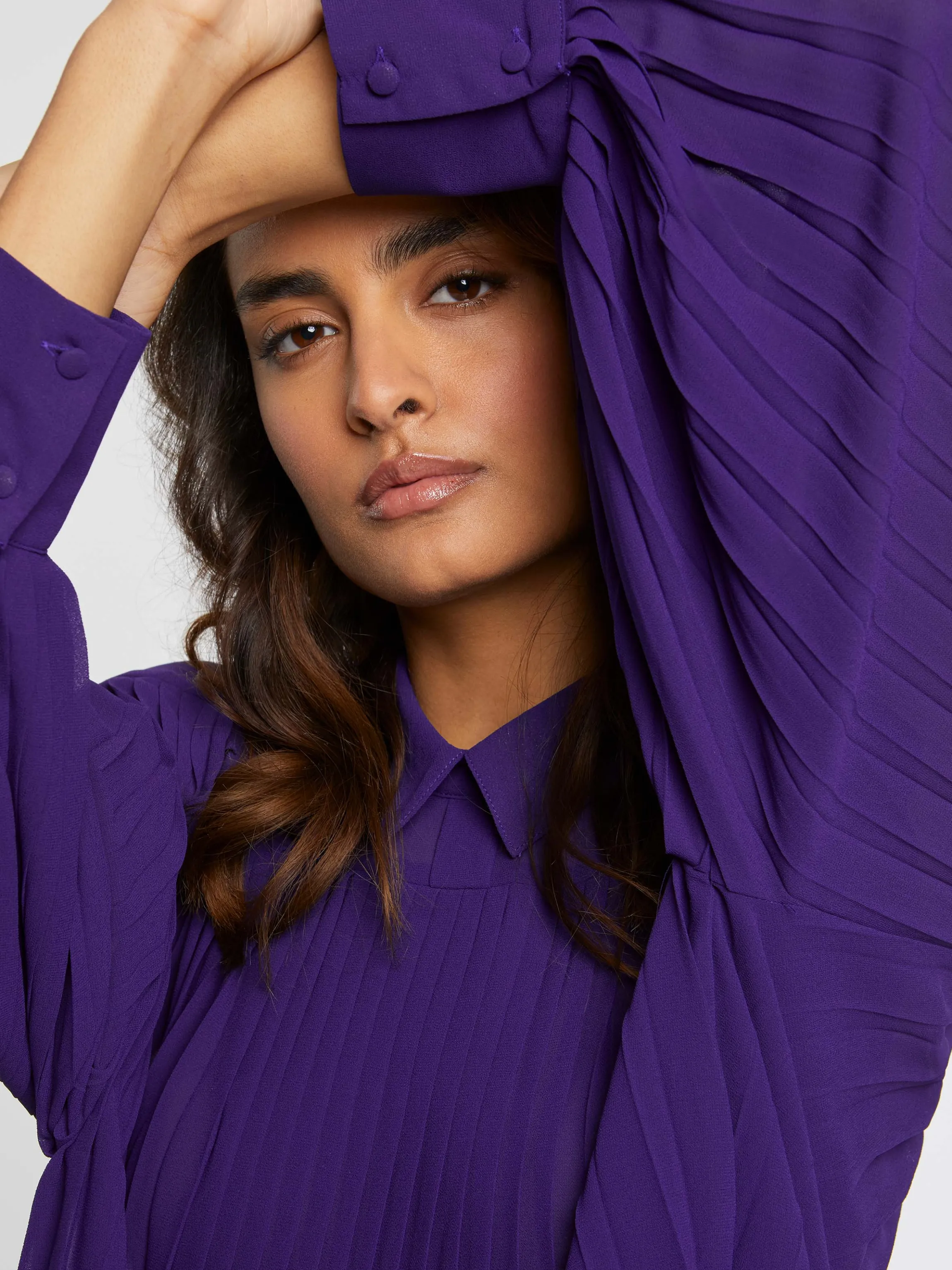 New Chemise Plissee En Tissu Crepe Femme Tops