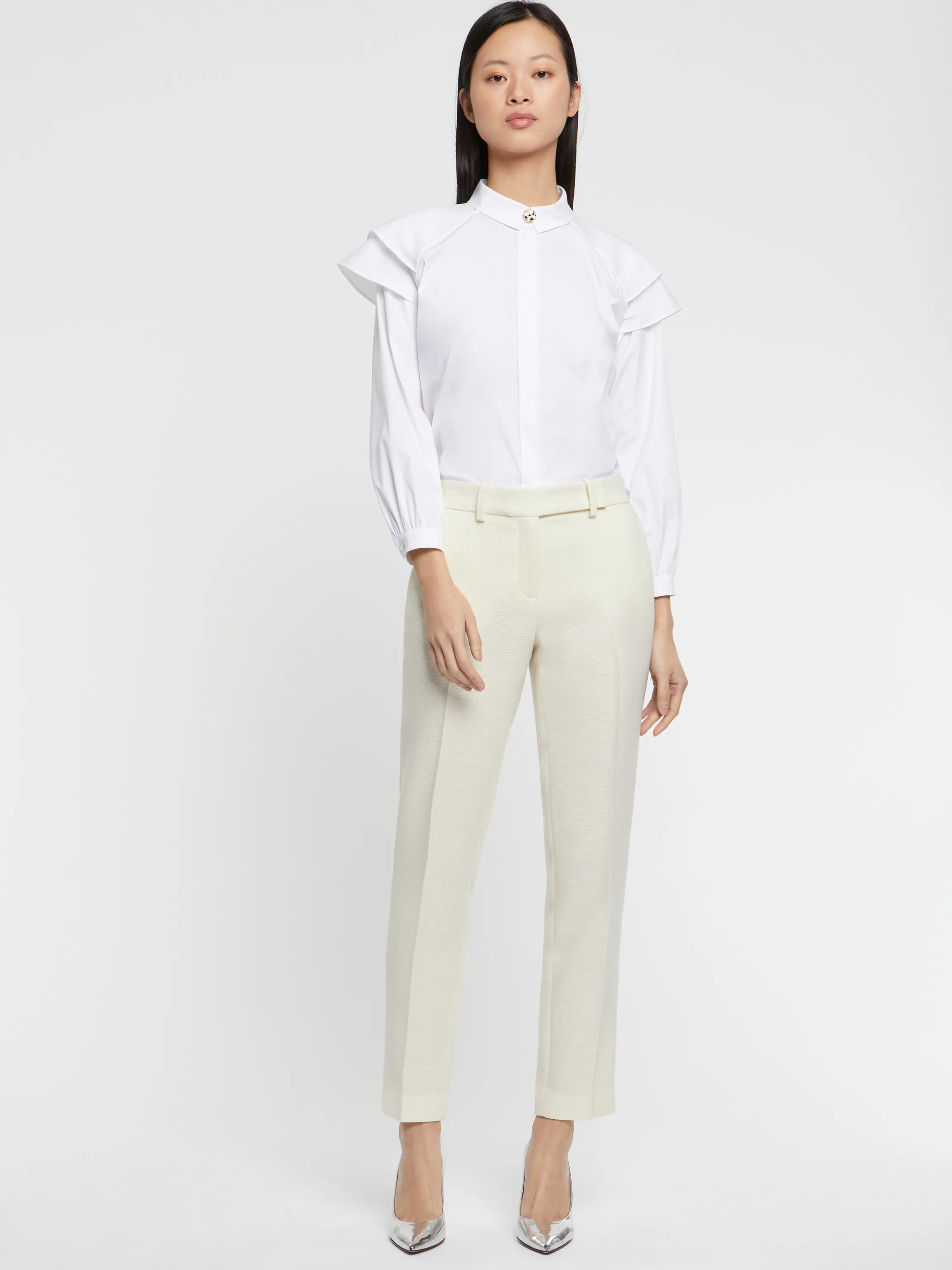 Online Chemisier A Manches Epaulees En Popeline De Coton Femme Tops