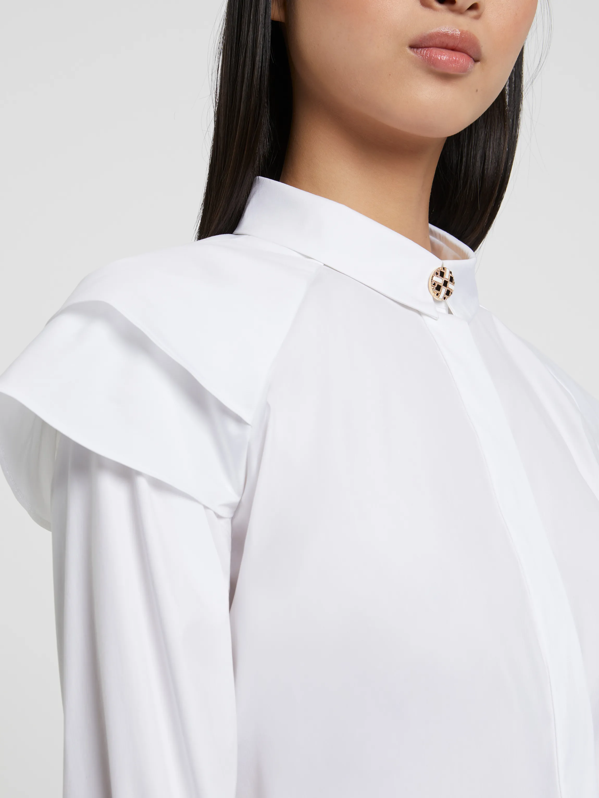 Online Chemisier A Manches Epaulees En Popeline De Coton Femme Tops