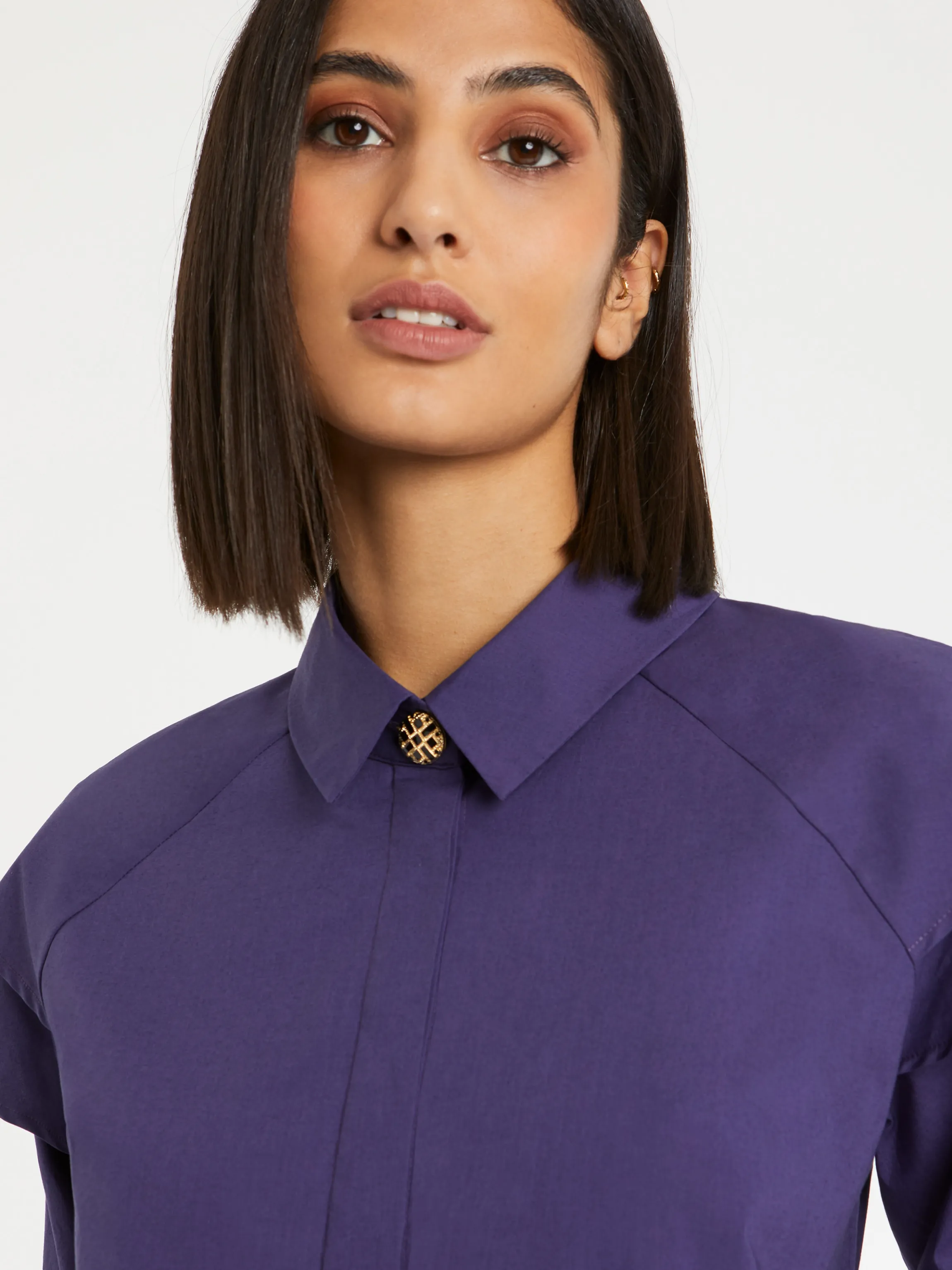Best Sale Chemisier A Manches Epaulees En Popeline De Coton Femme Tops