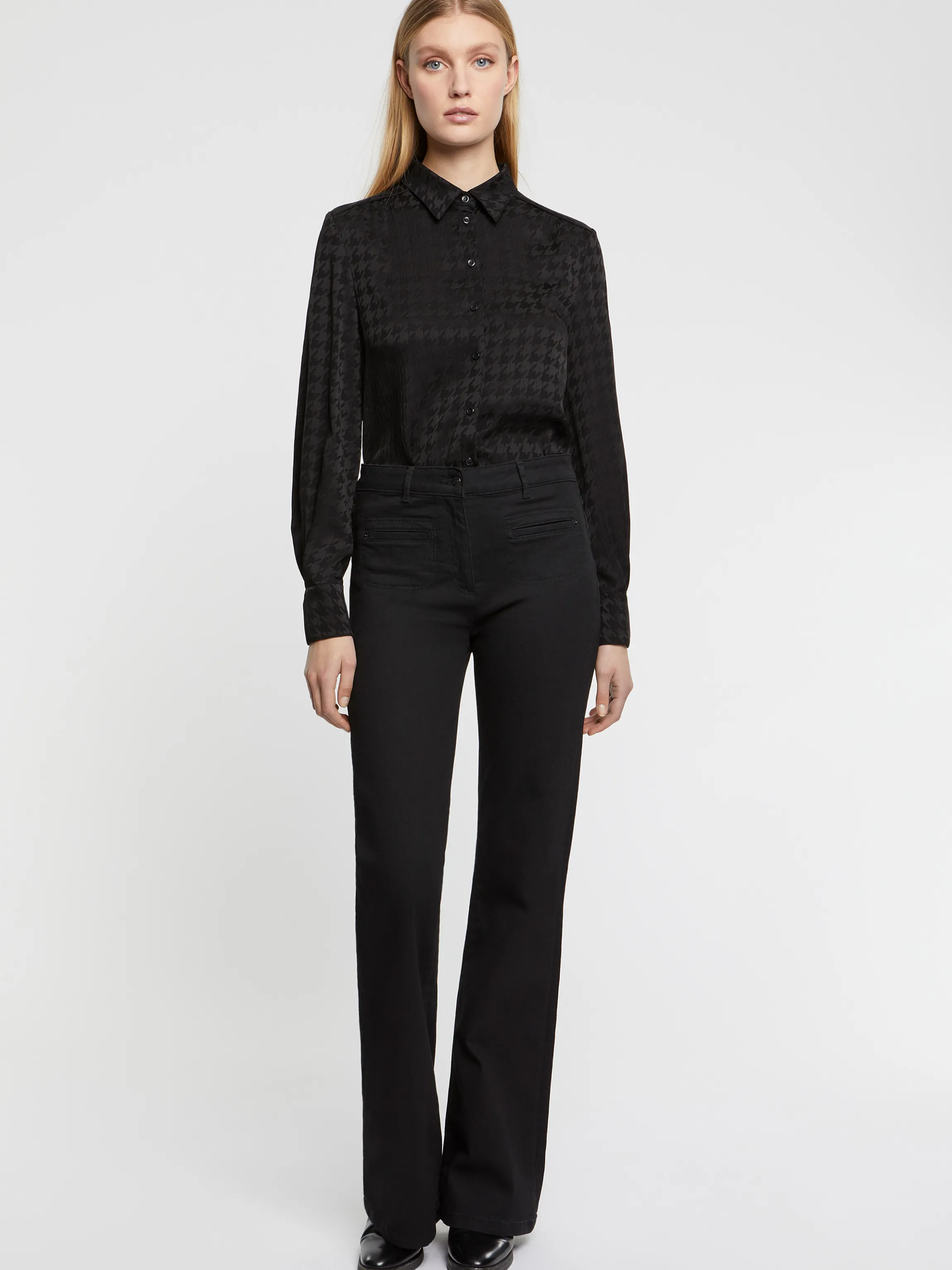 Hot Chemisier En Jacquard Pied De Coq Femme Tops