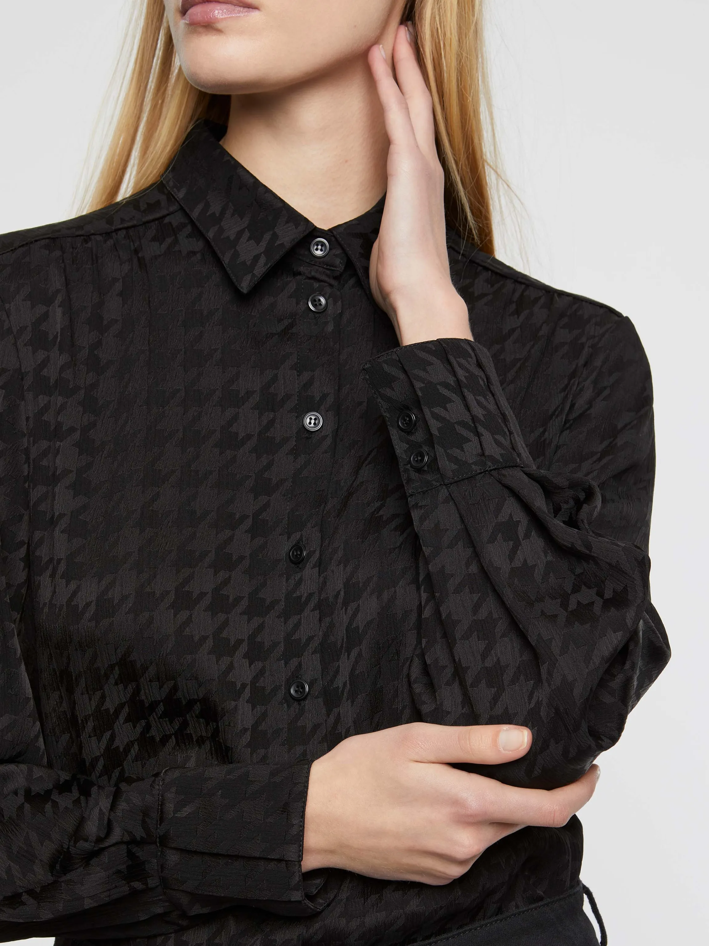 Hot Chemisier En Jacquard Pied De Coq Femme Tops