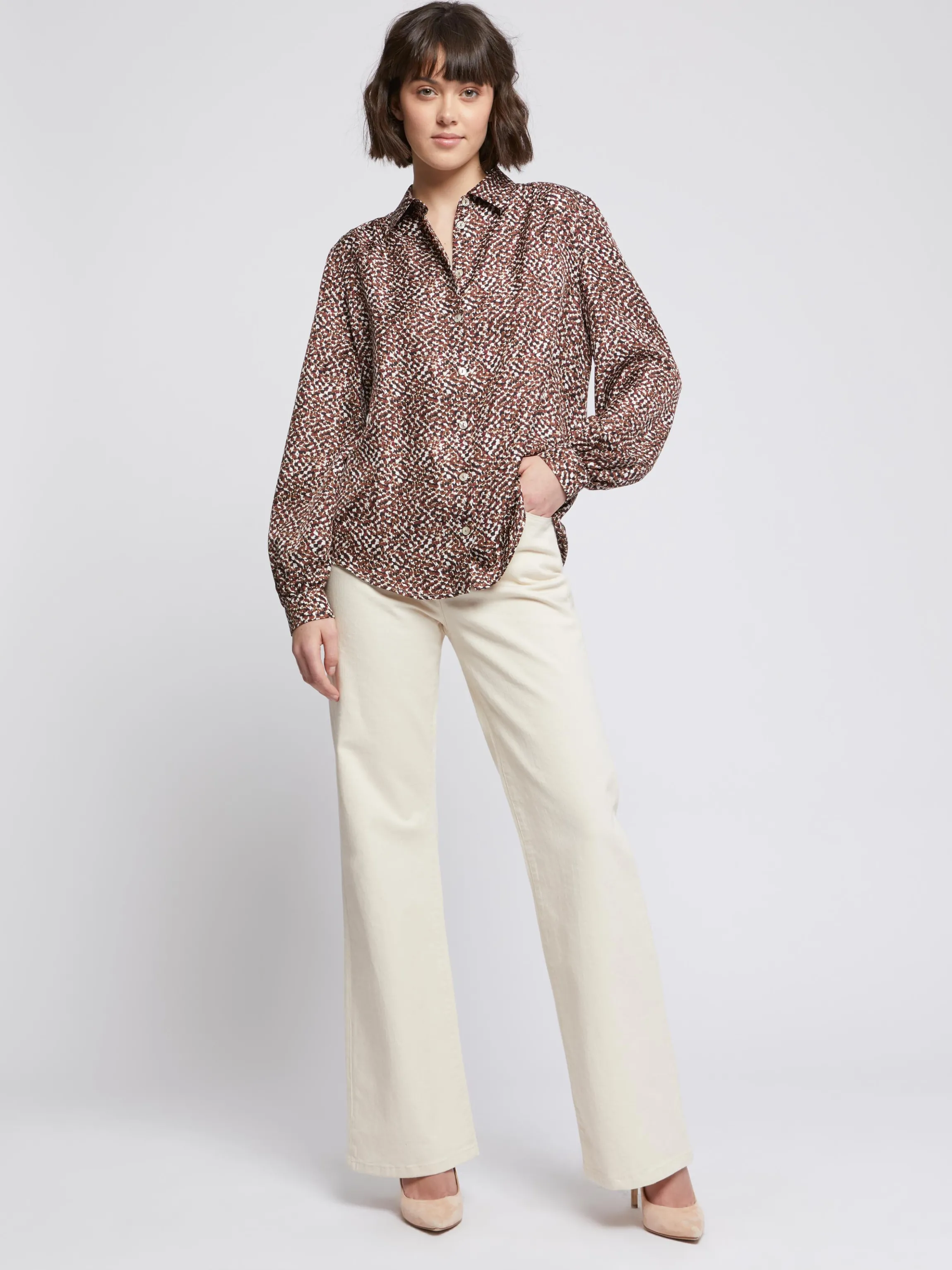Store Chemisier En Soie Imprime Reptile Femme Tops