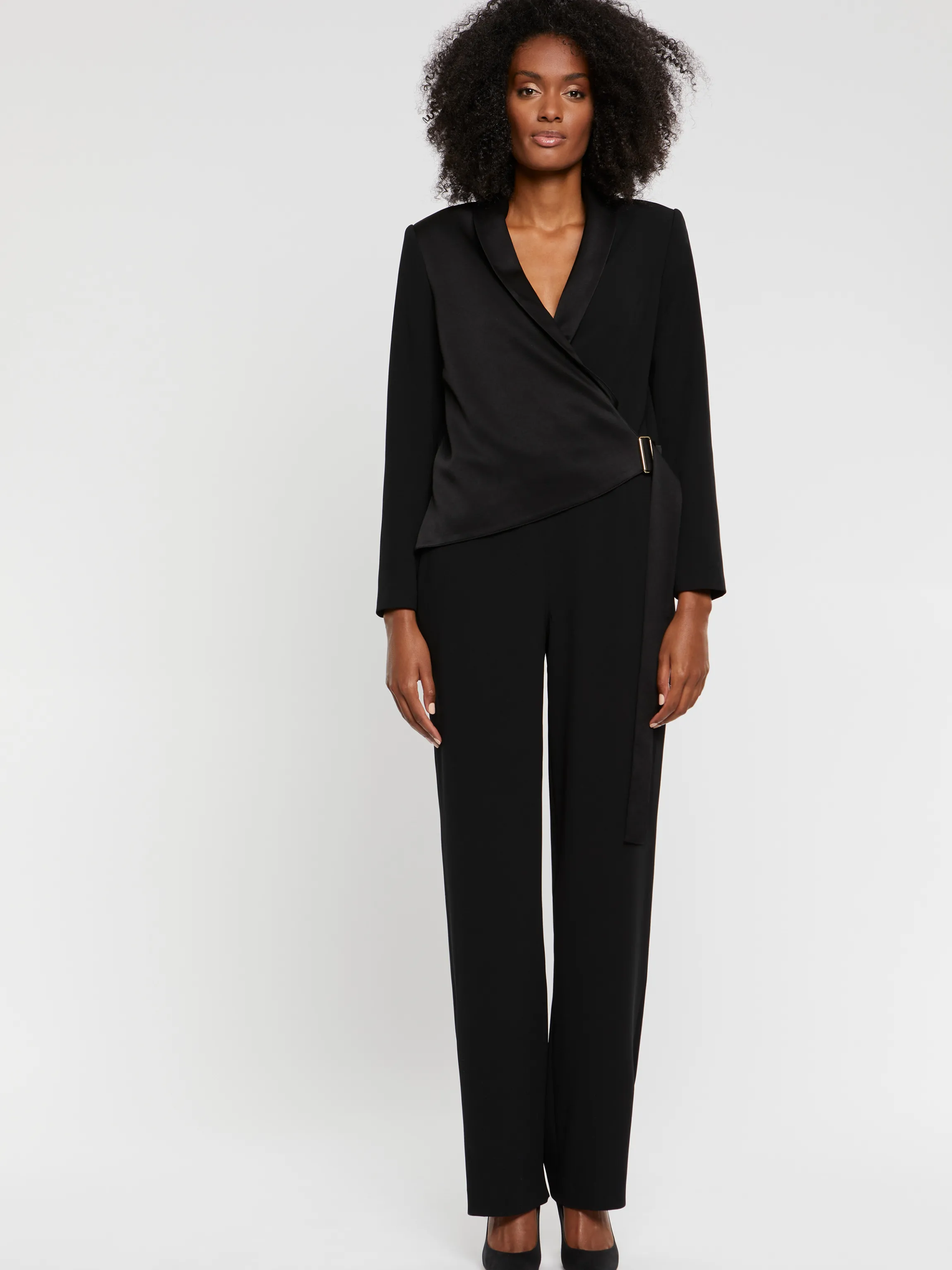Shop Combinaison Cache-Coeur En Crepe Envers Satin Femme Pantalons Et Combinaisons