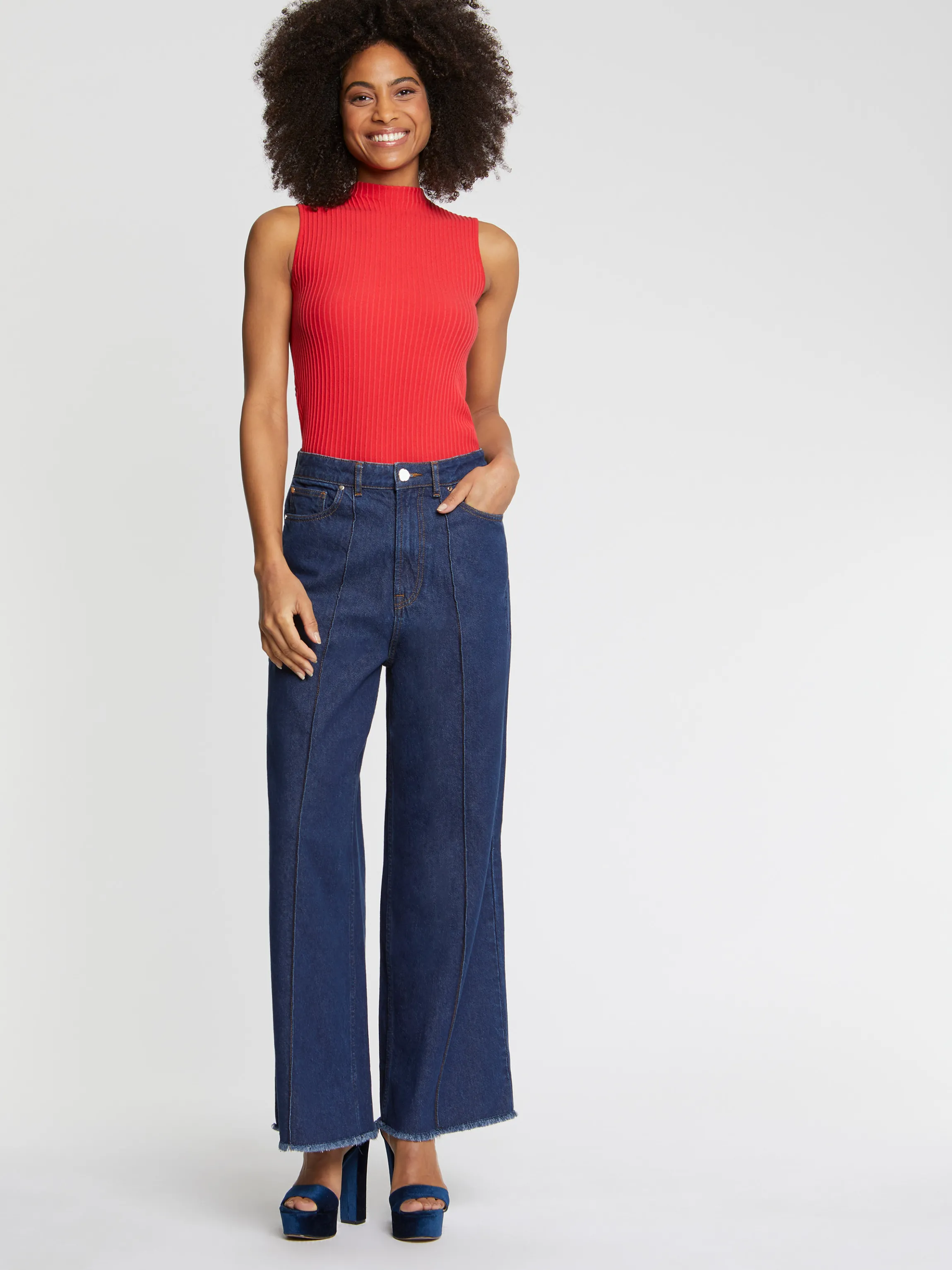 Cheap Debardeur Col Montant En Coton Cotele Femme Tops