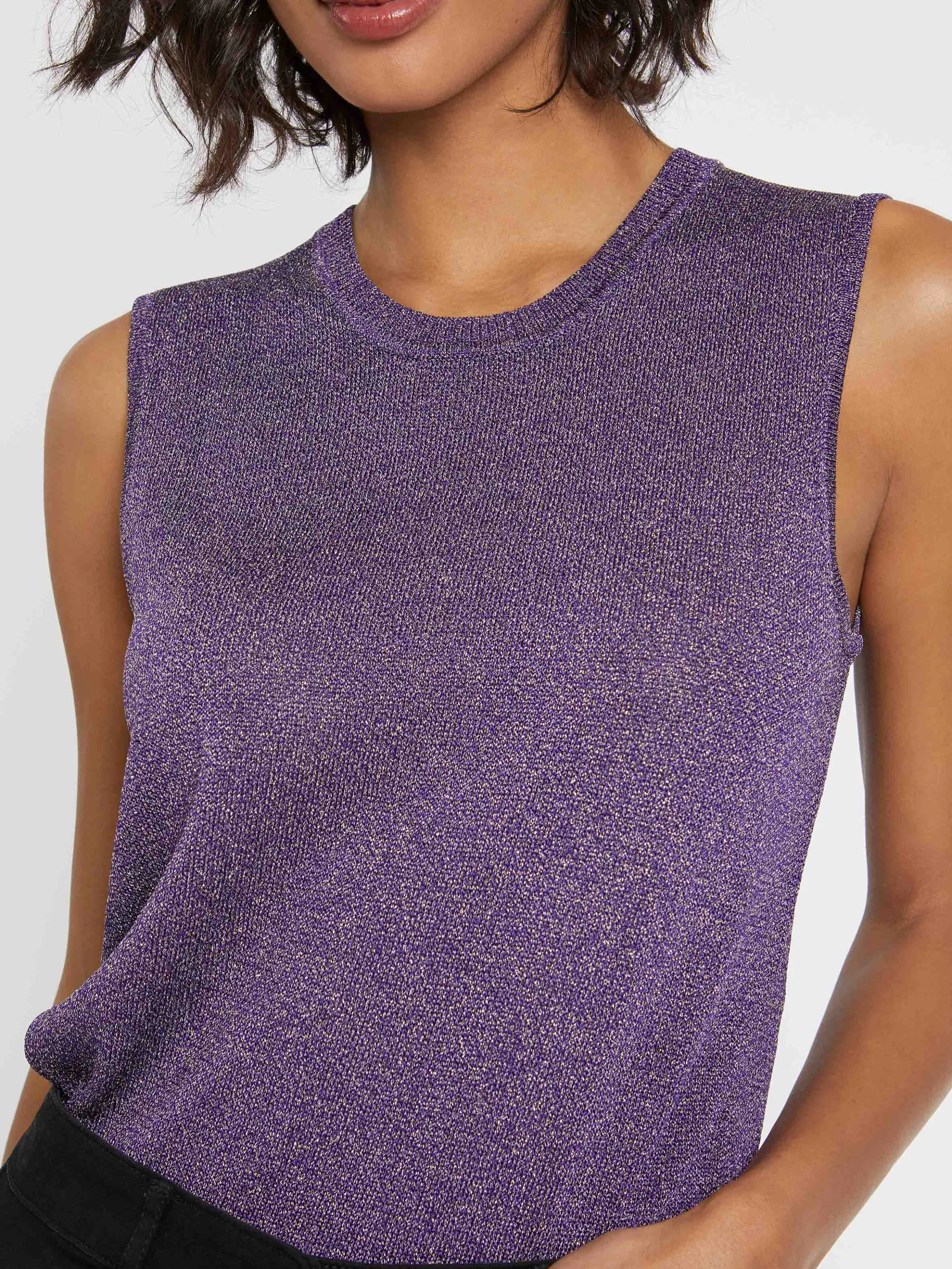 Fashion Debardeur En Maille Lurex Femme Tops