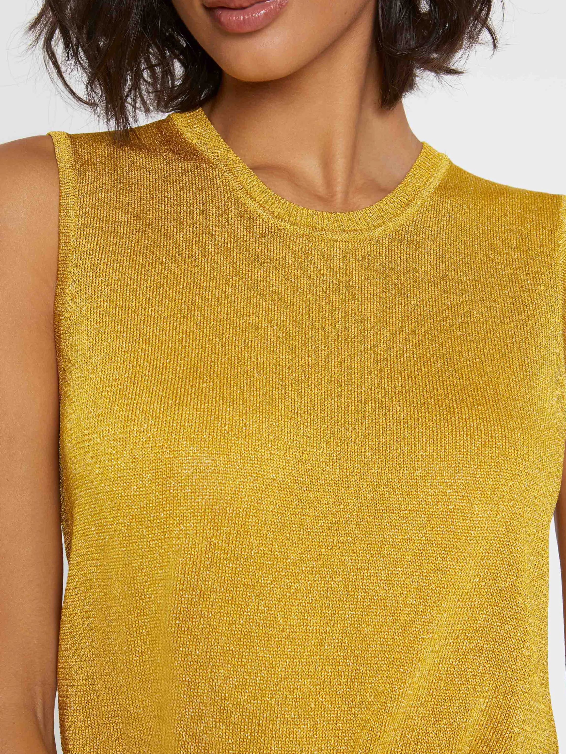 New Debardeur En Maille Lurex Femme Tops