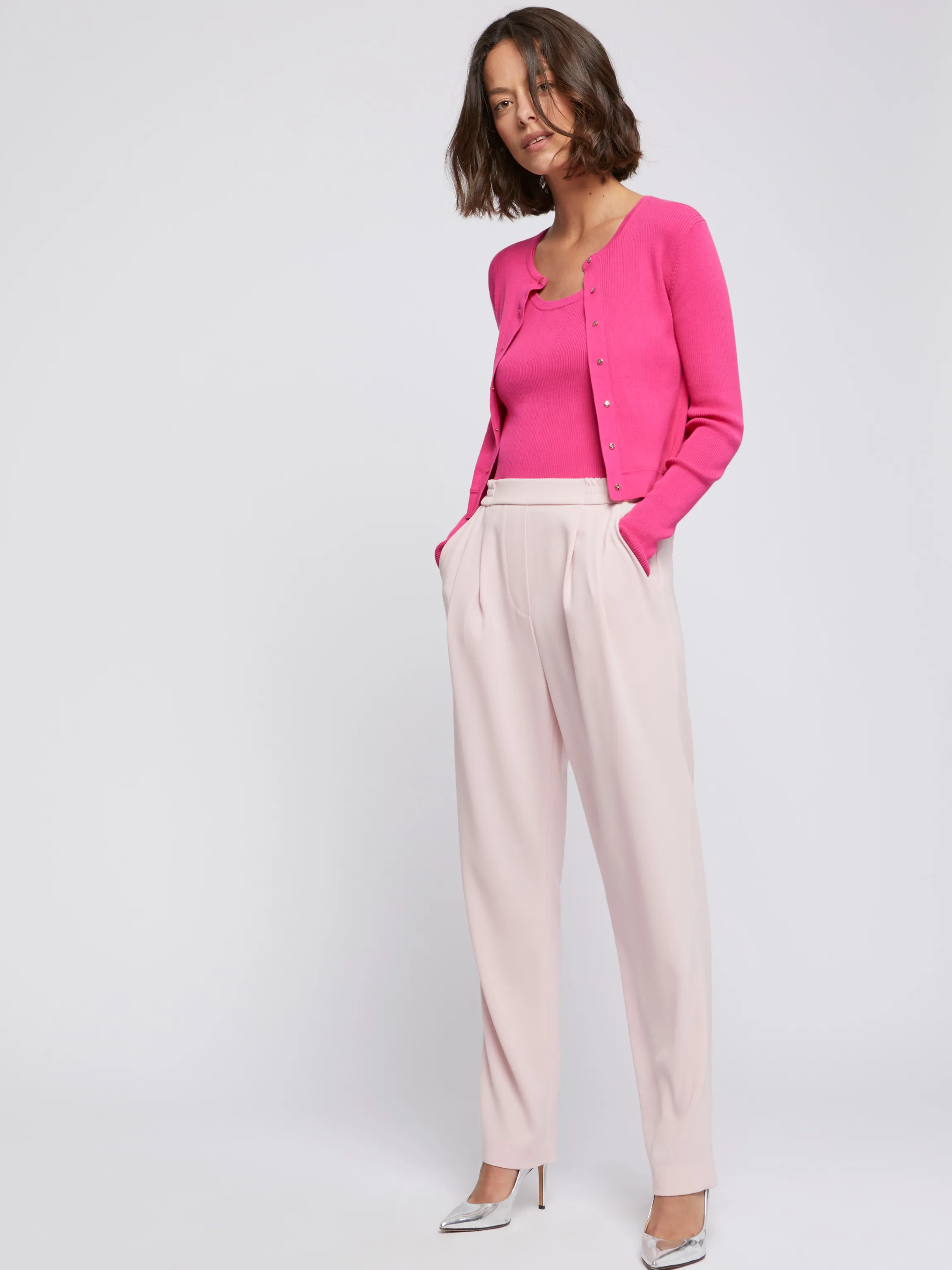 Best Sale Gilet Court En Cotes De Laine Et Soie Femme Pulls Et Cardigans
