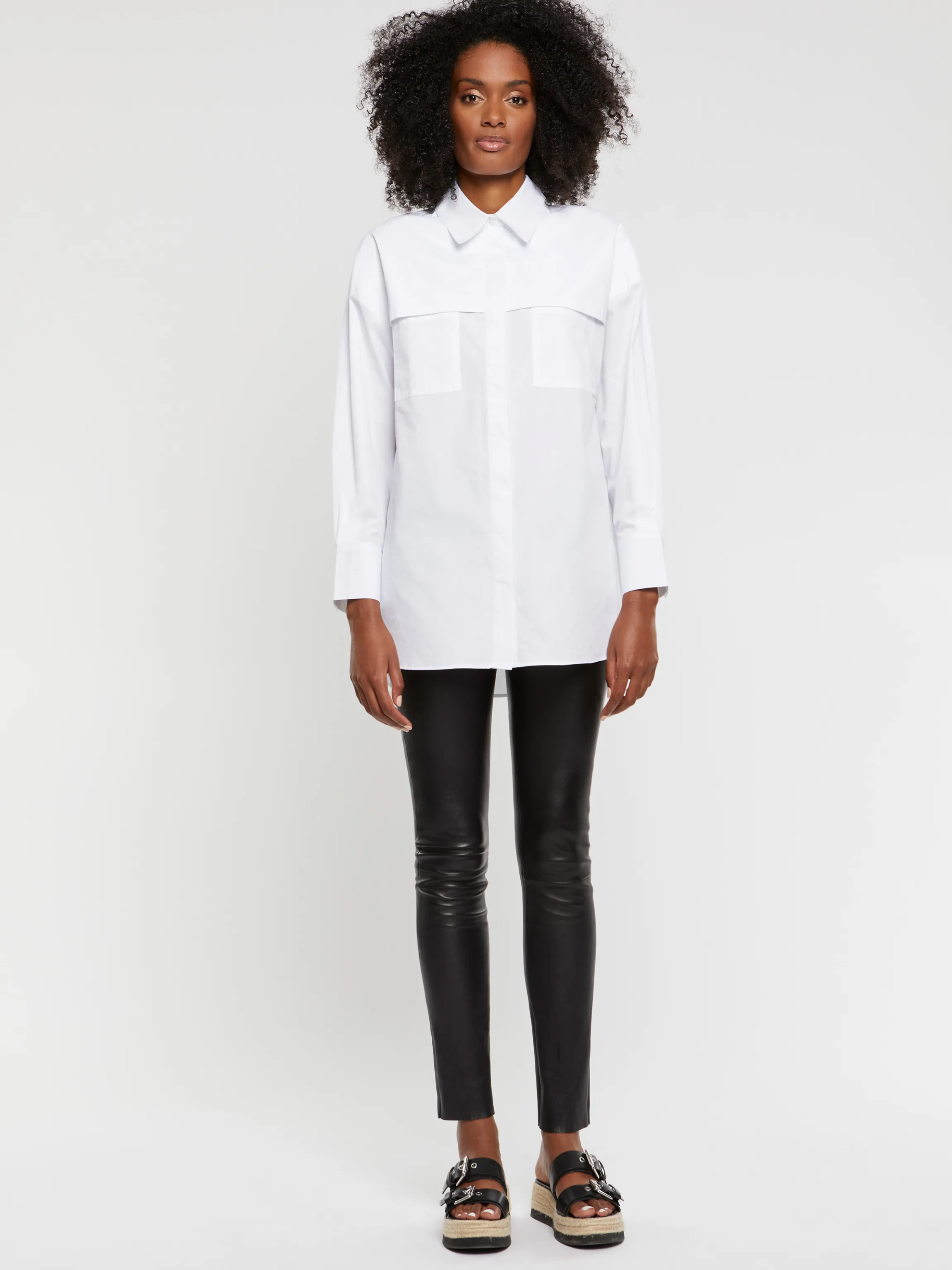 New Grande Chemise A Poches En Popeline De Coton Femme Tops