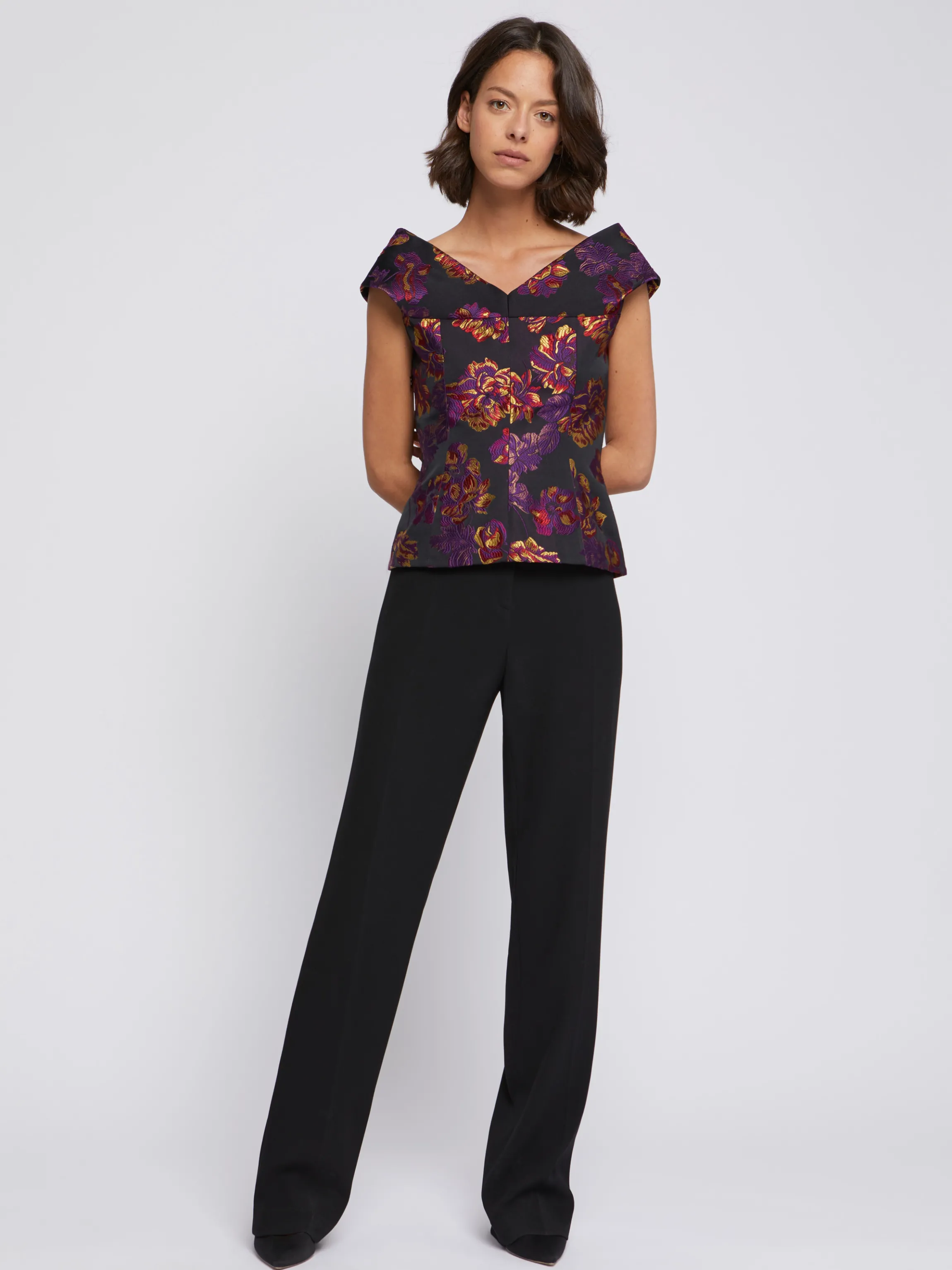 Hot Haut De Ceremonie En Jacquard Floral Femme Tops