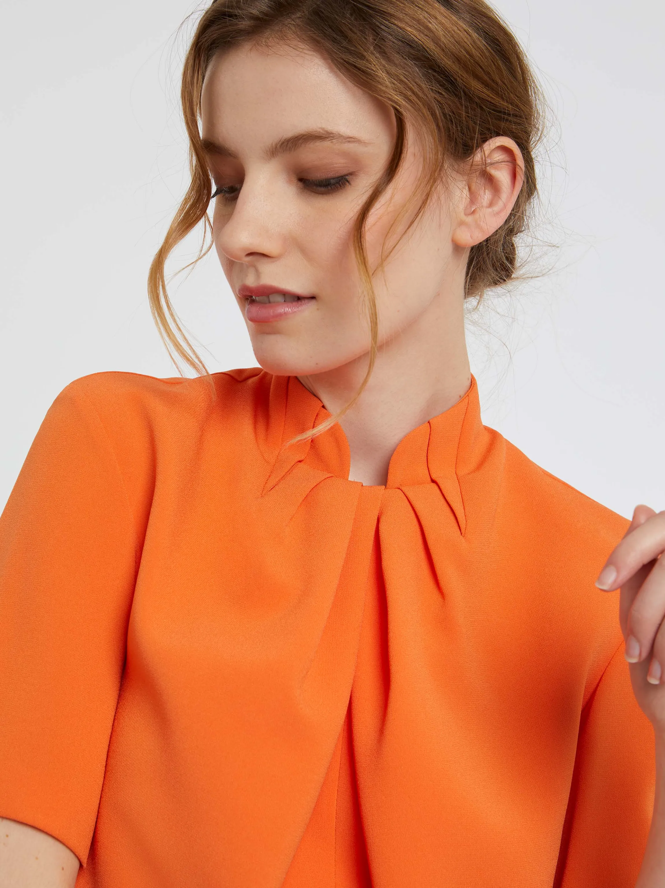 New Haut Plisse En Tissu Crepe Femme Tops