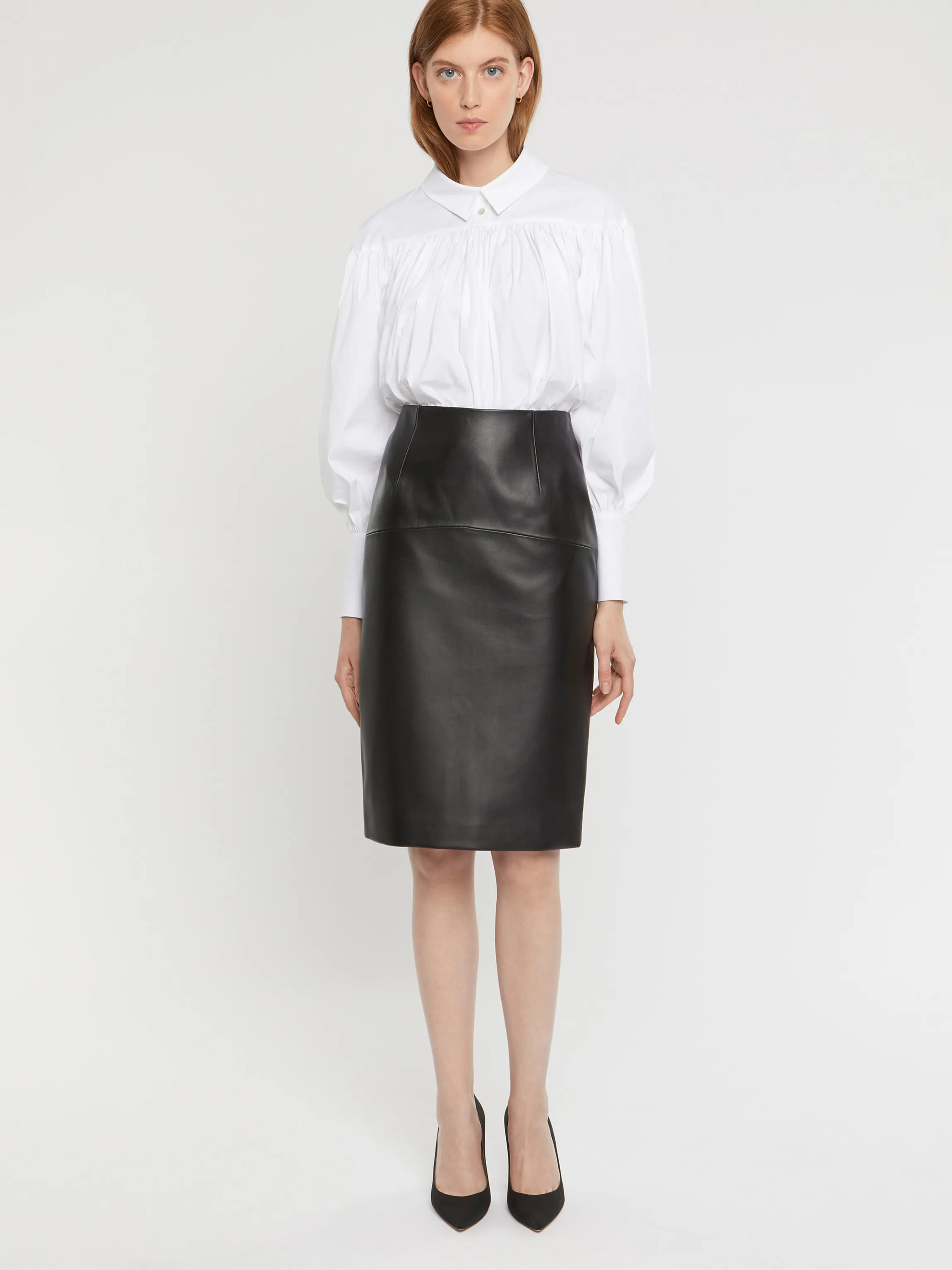 Sale Jupe Droite En Cuir D'Agneau Femme Jupes