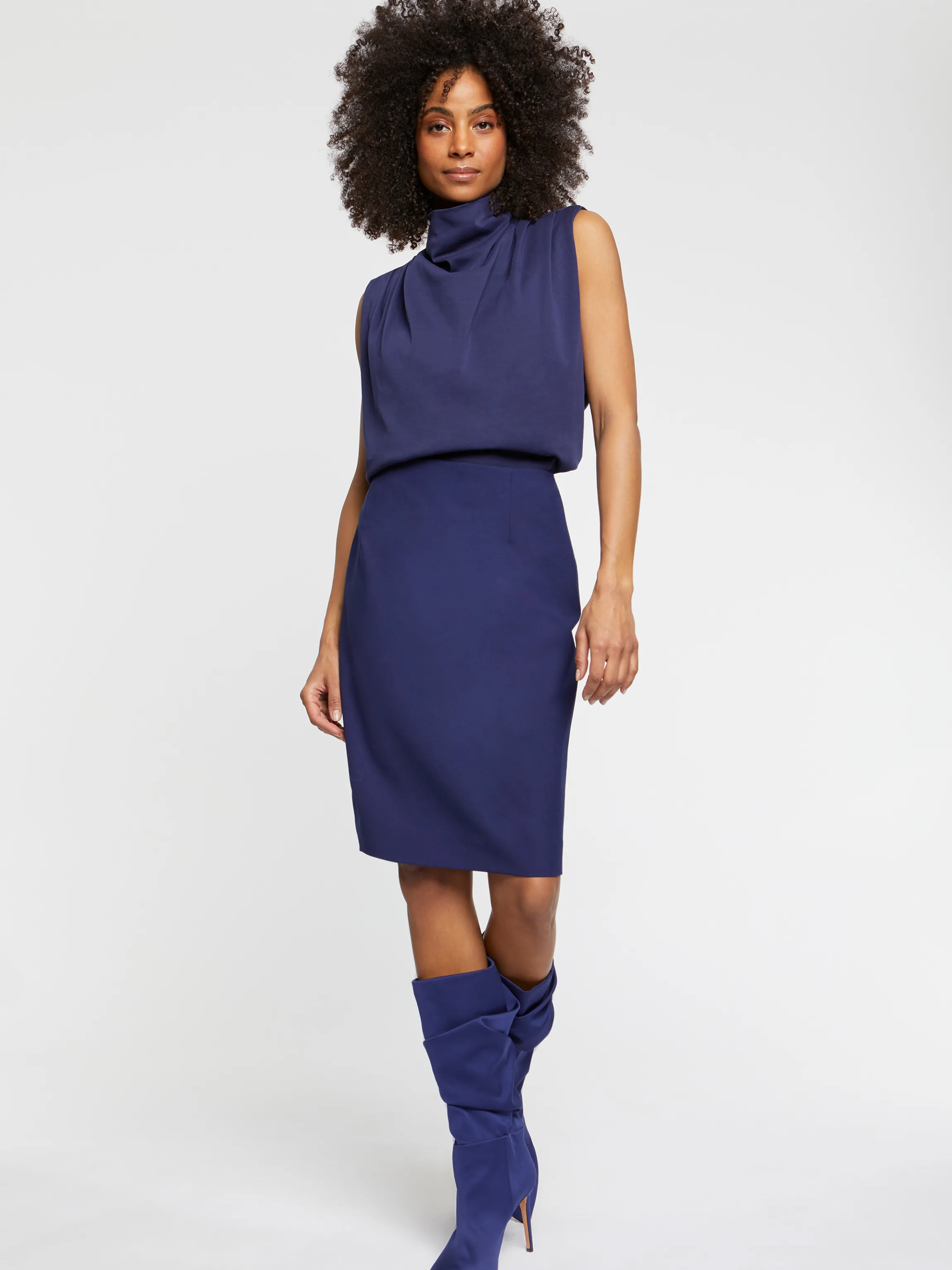 Cheap Jupe Droite Mi-Longue En Laine Fine Femme Jupes
