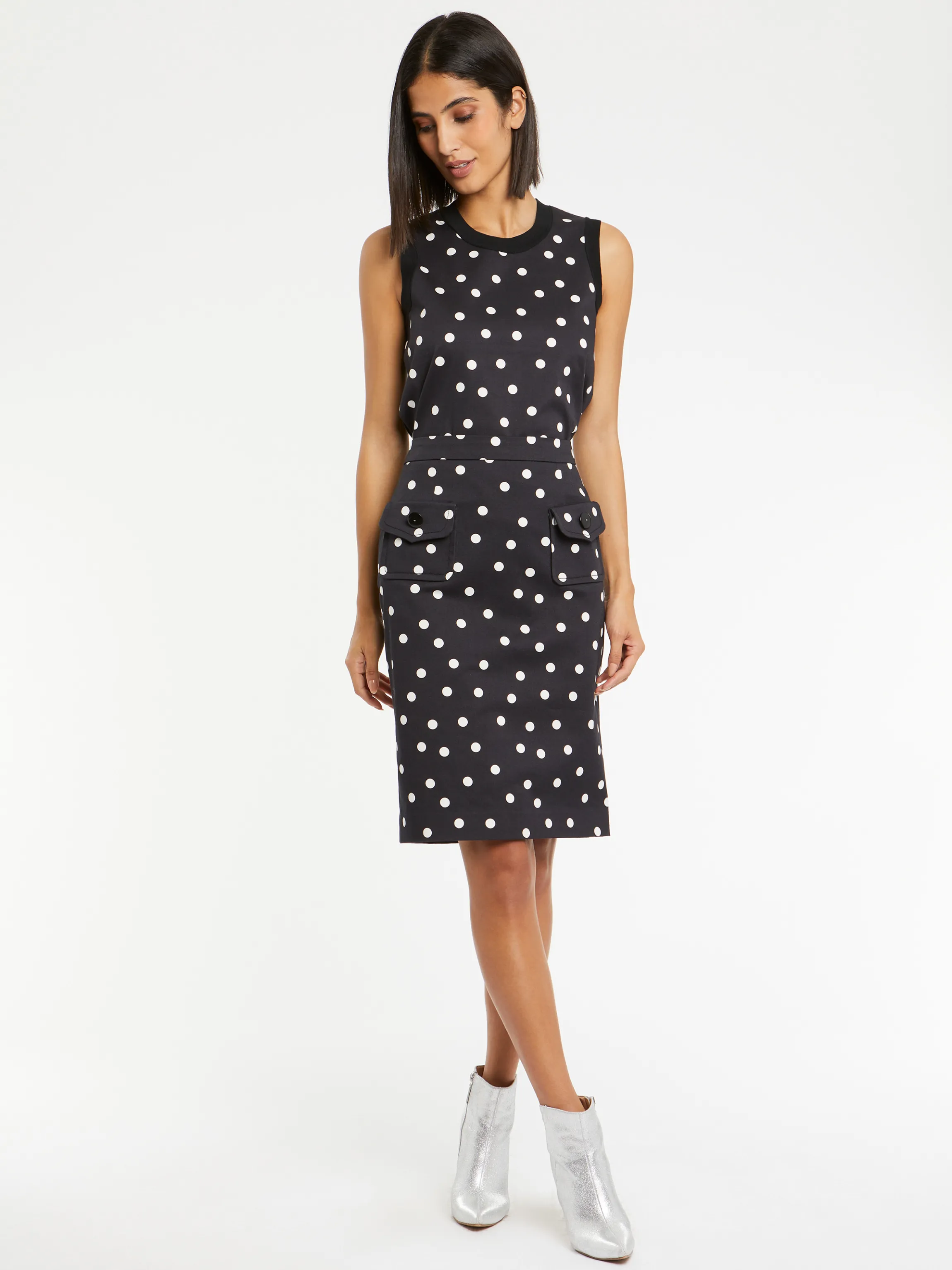 Cheap Jupe En Gabardine Imprimee De Pois Femme Jupes