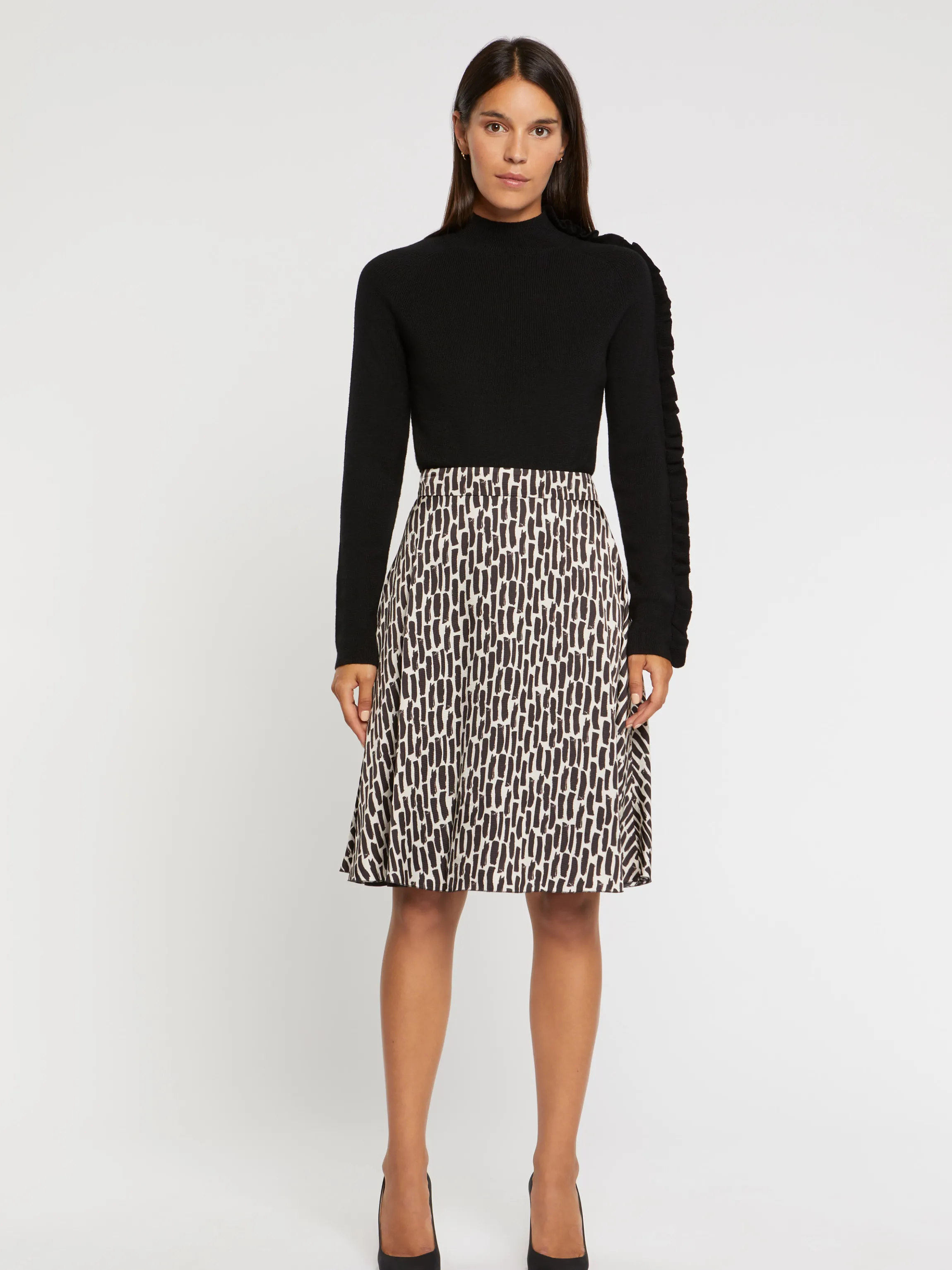 Best Sale Jupe Imprimee Coups De Pinceau En Viscose Femme Jupes