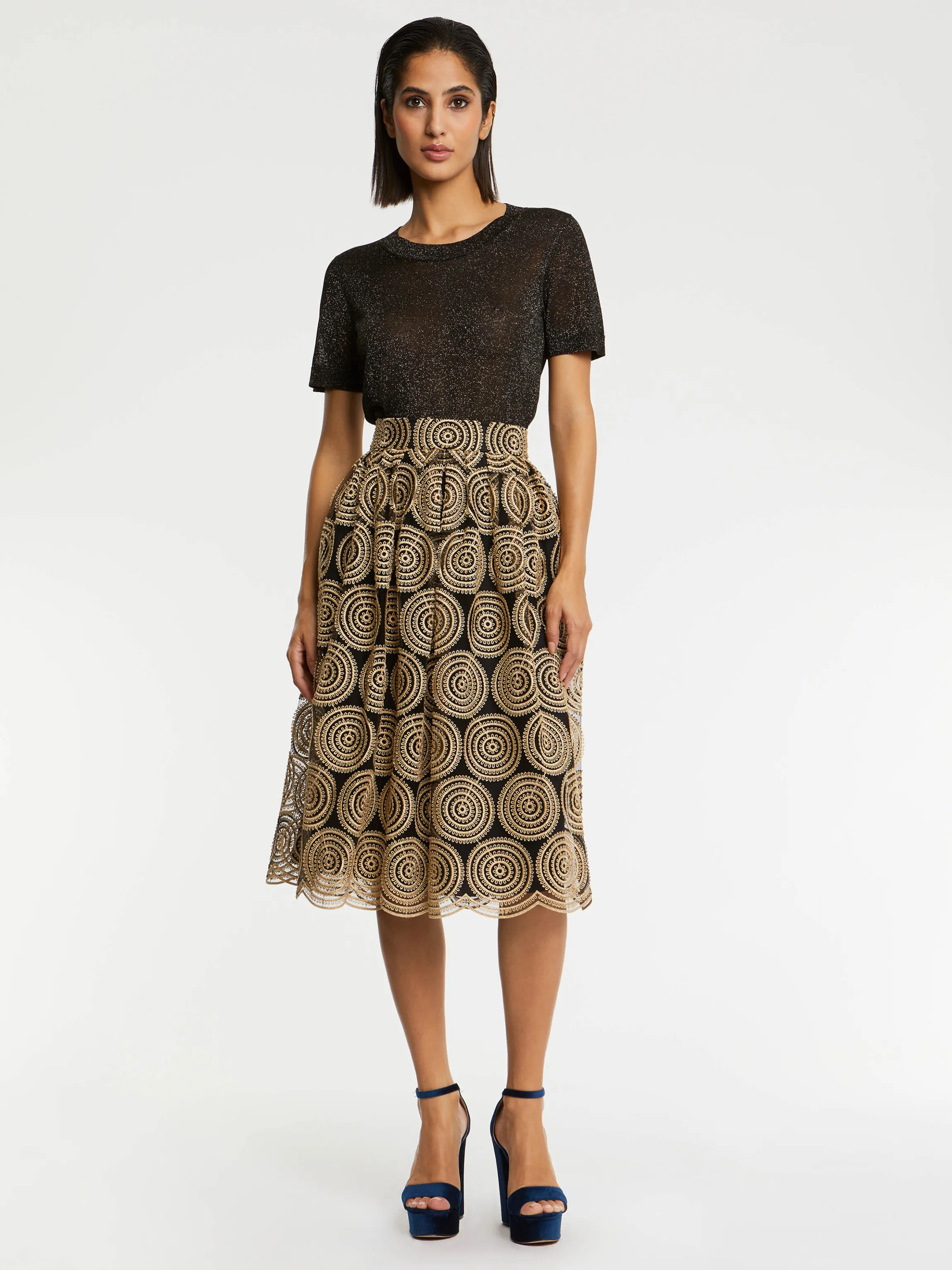 Hot Jupe Midi En Tulle Brode Femme Jupes