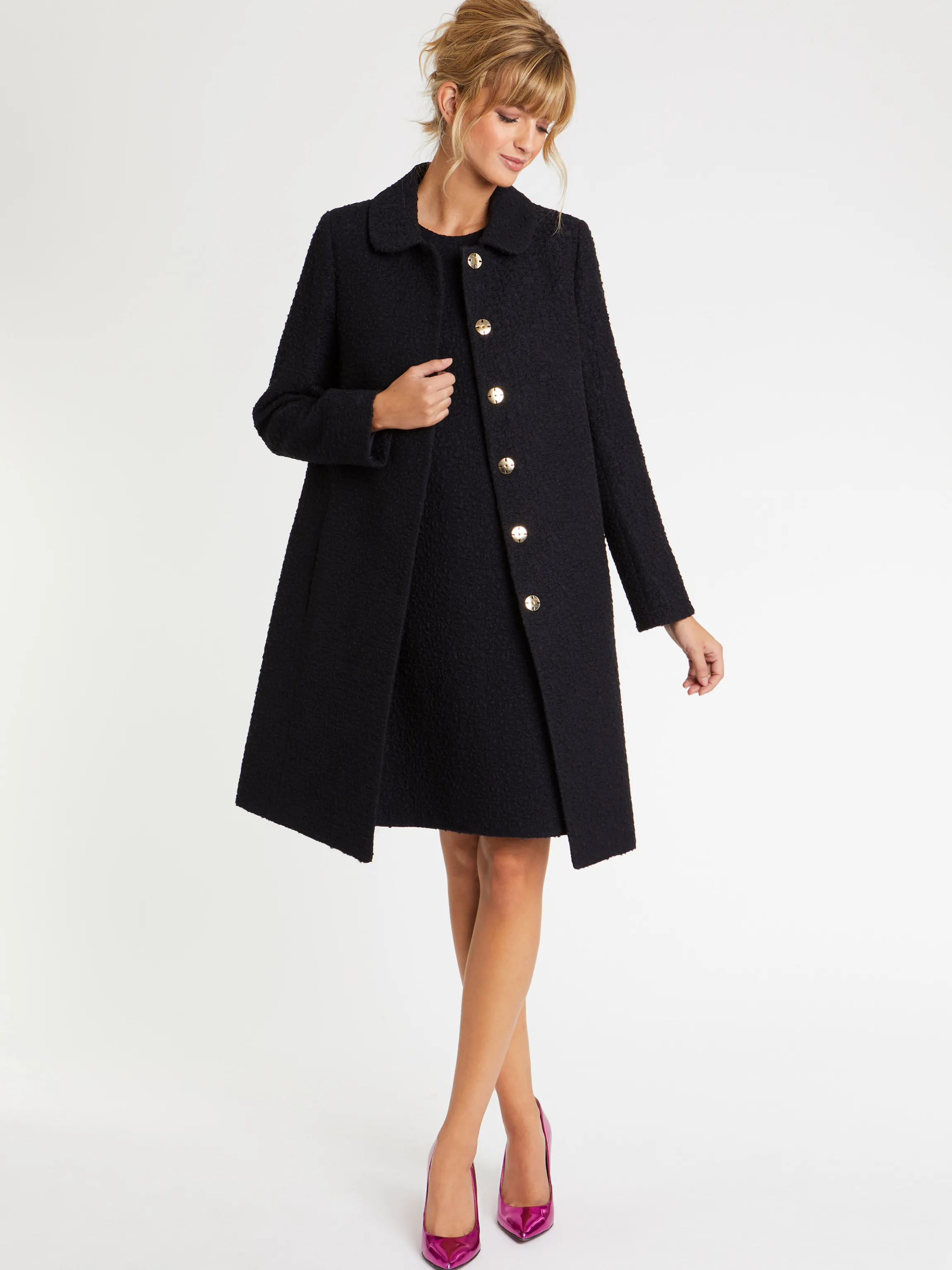 Cheap Manteau A Col Claudine En Laine Jacquard Femme Manteaux