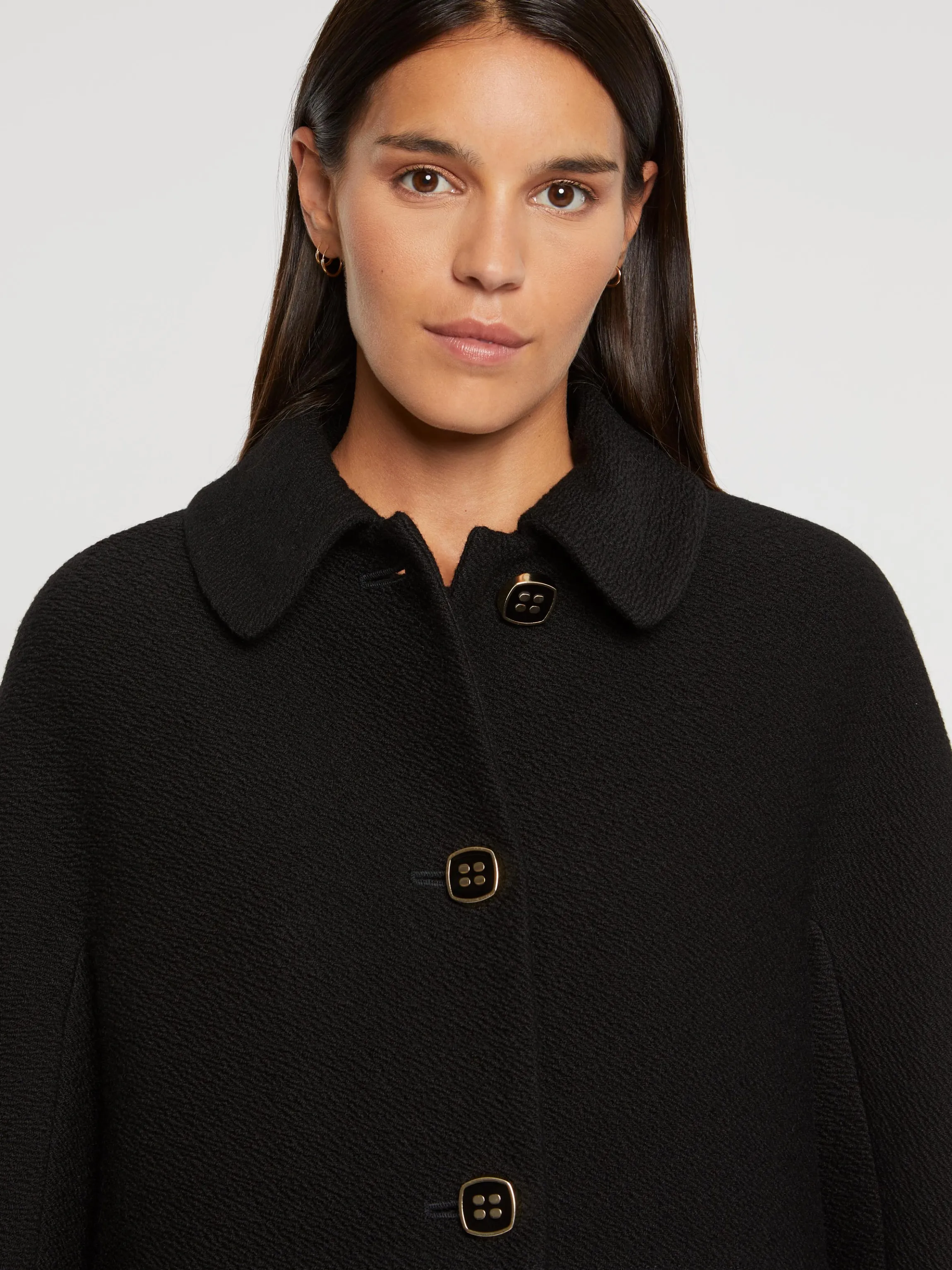 Best Sale Manteau A Col Claudine En Laine Reliefee Femme Manteaux