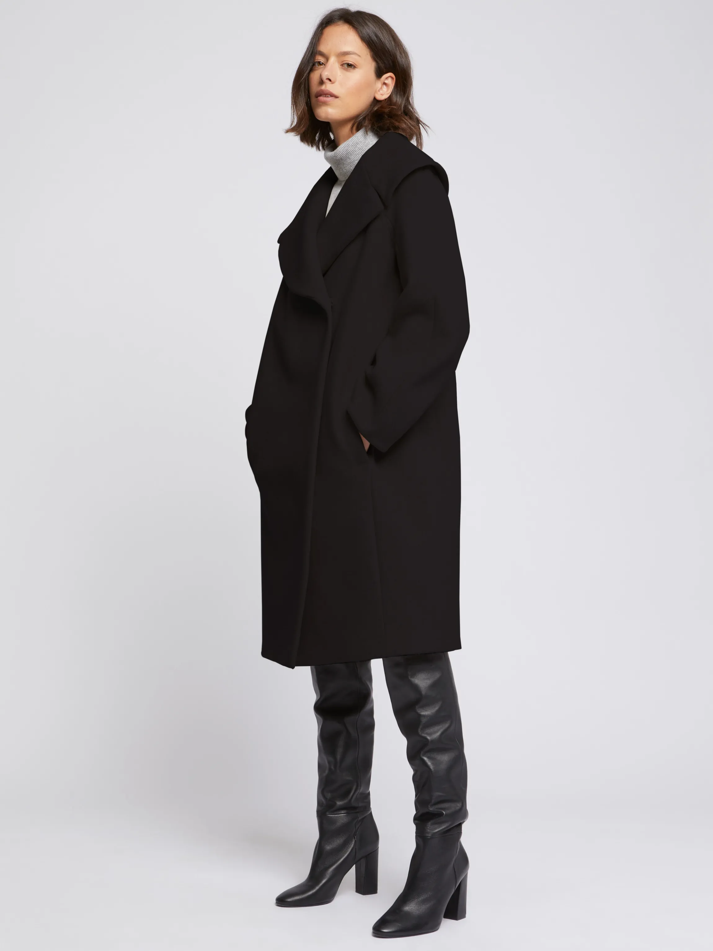 Flash Sale Manteau A Col Xxl En Drap De Laine Femme Manteaux