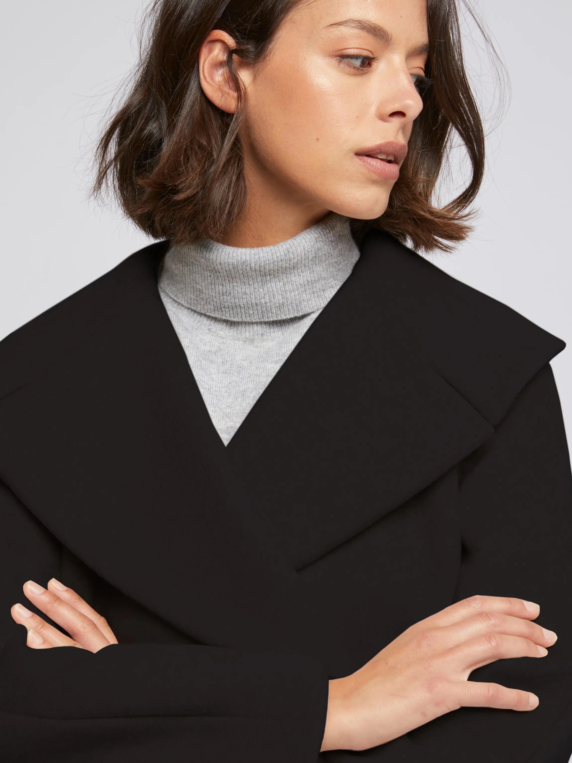Flash Sale Manteau A Col Xxl En Drap De Laine Femme Manteaux