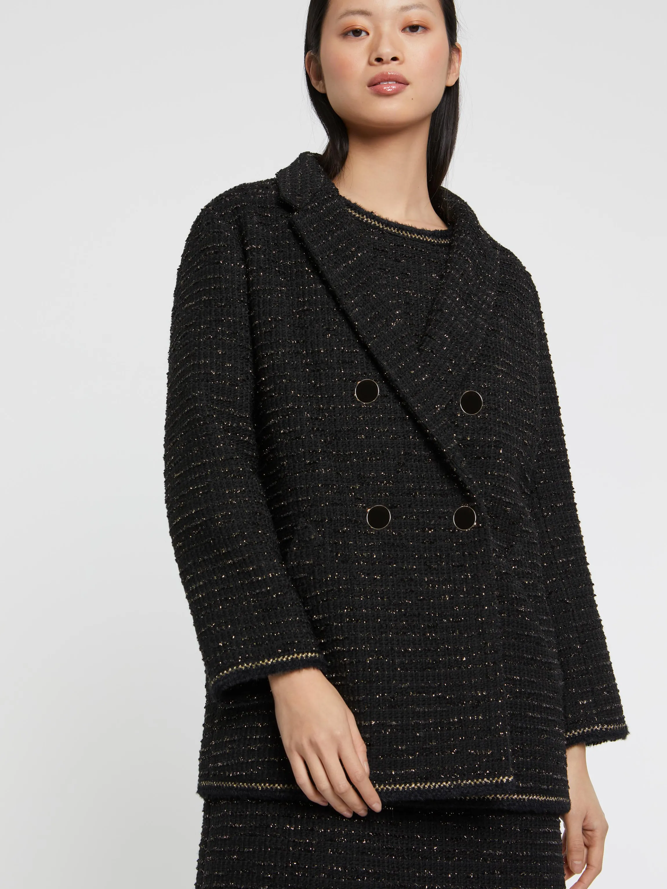 New Manteau Bijou En Tweed Femme Manteaux