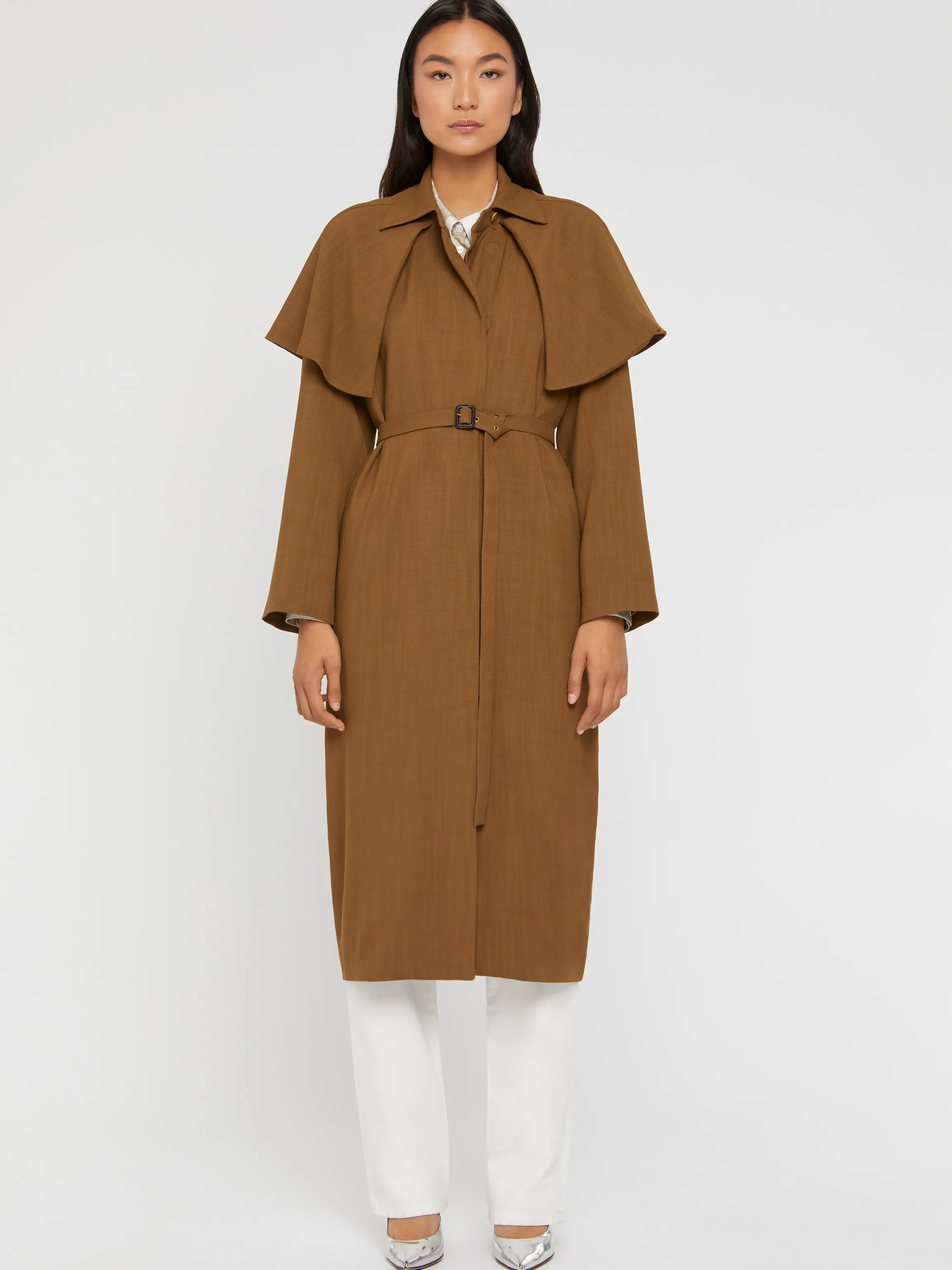 Discount Manteau Ceinture A Bavolets En Viscose Femme Manteaux