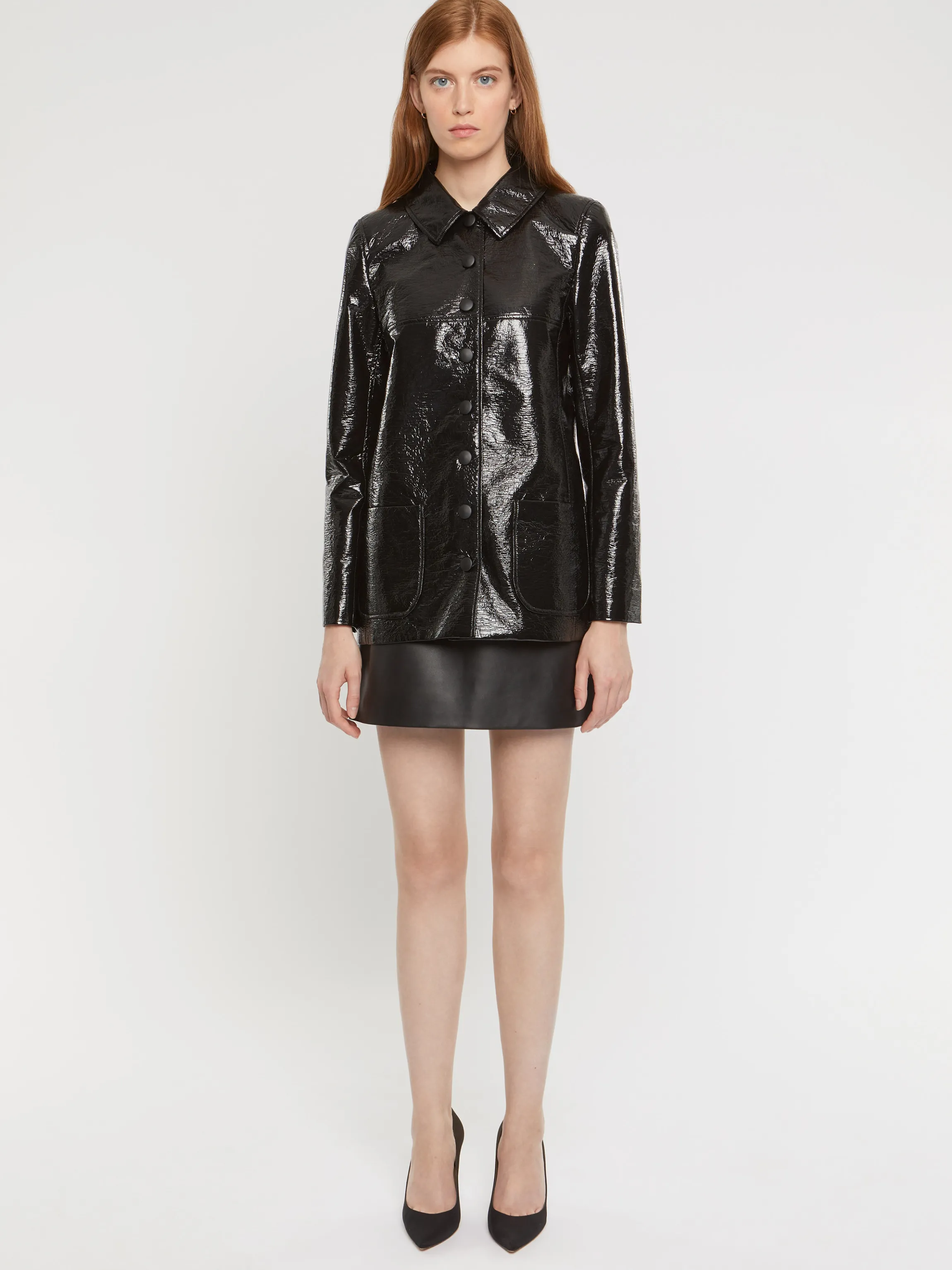 Discount Manteau Court En Vinyle Craquele Femme Manteaux