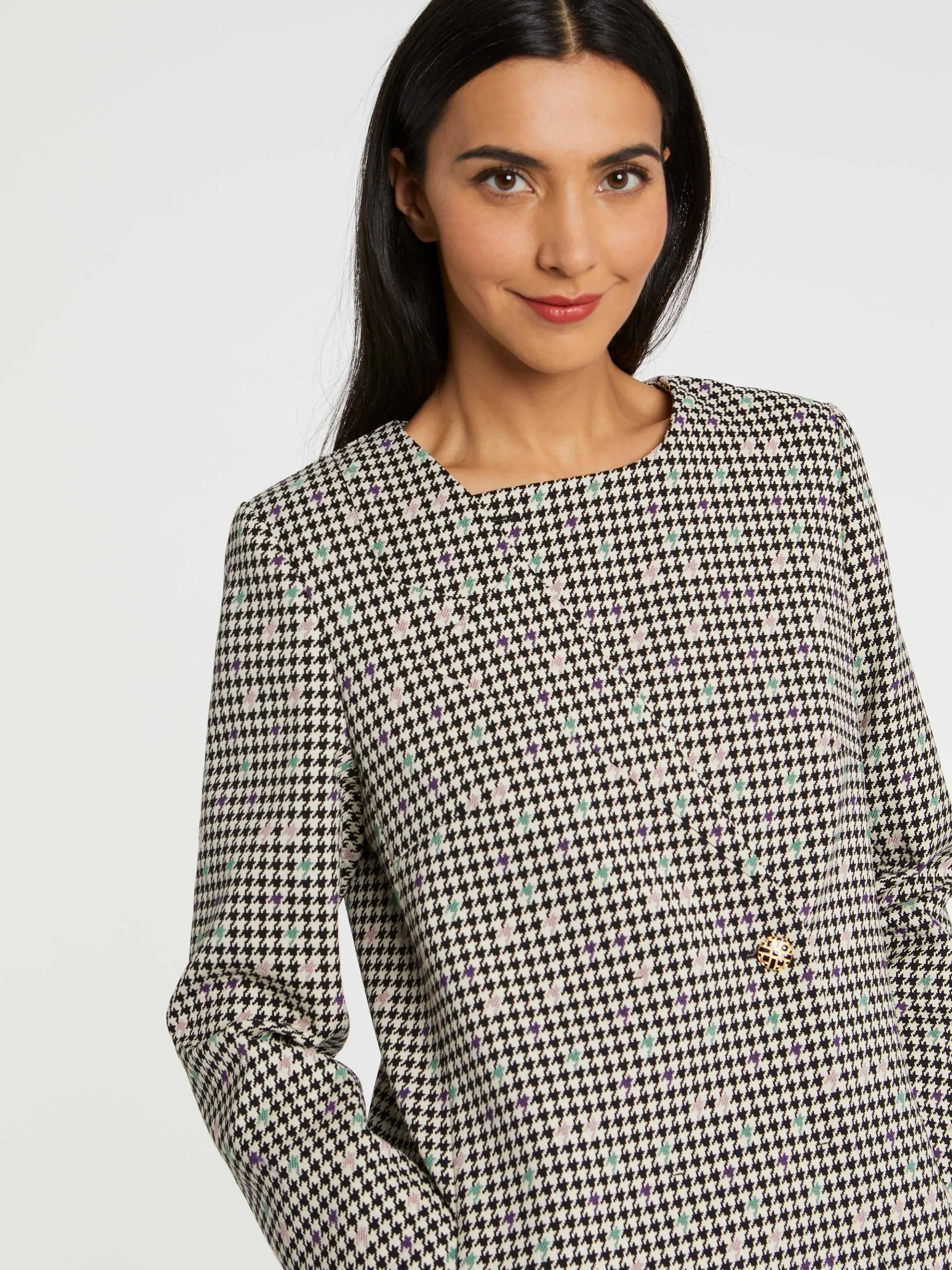 Cheap Manteau Croise En Jacquard Pied-De-Coq Femme Manteaux